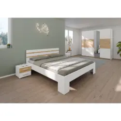 Schlafzimmer-Set Foster 4-Teilig Wei&szlig;/Eiche Artisan