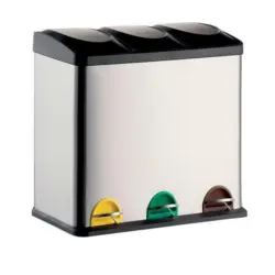 Treteimer 60L Silberfarben Metall LBH: 60,5x34x60,5 cm