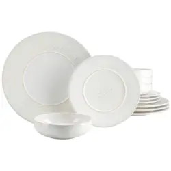 Tafelservice Unico Toscania Steinzeug, Creme 12-teilig