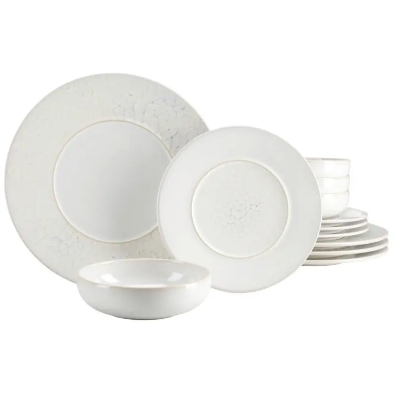 Tafelservice Unico Toscania Steinzeug, Creme 12-teilig