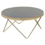 M&ouml;belix Couchtisch rund mit Glasplatte Dana, Schwarz/Goldfarben