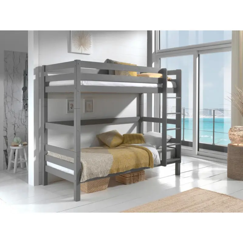 Etagenbett Pino Grau Kiefer Massiv mit Leiter