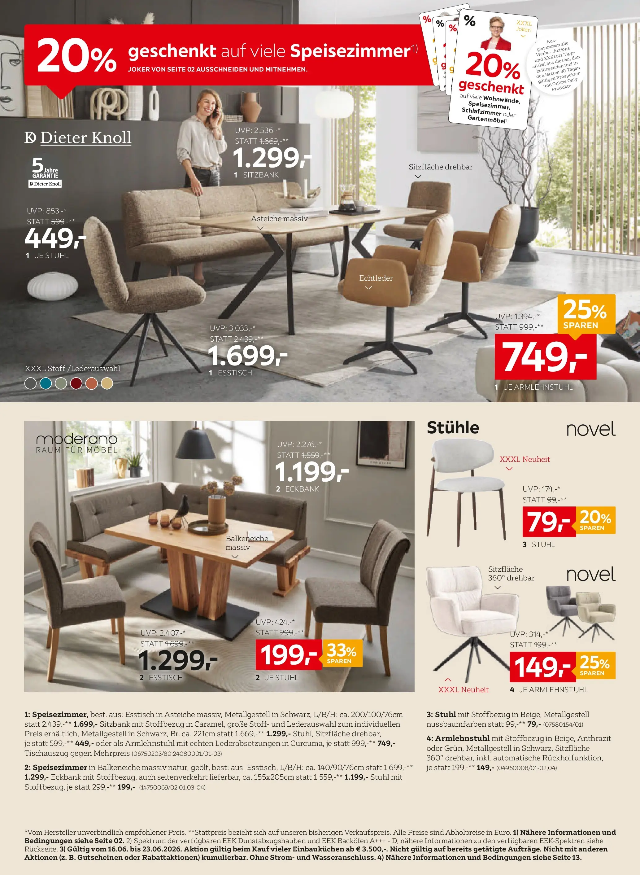 XXXLutz 2+1 gratis auf viele stühlen von 16.06.2026 - Aktuelle Angebote | Seite: 4 | Produkte: Stuhl, Gartenmöbel