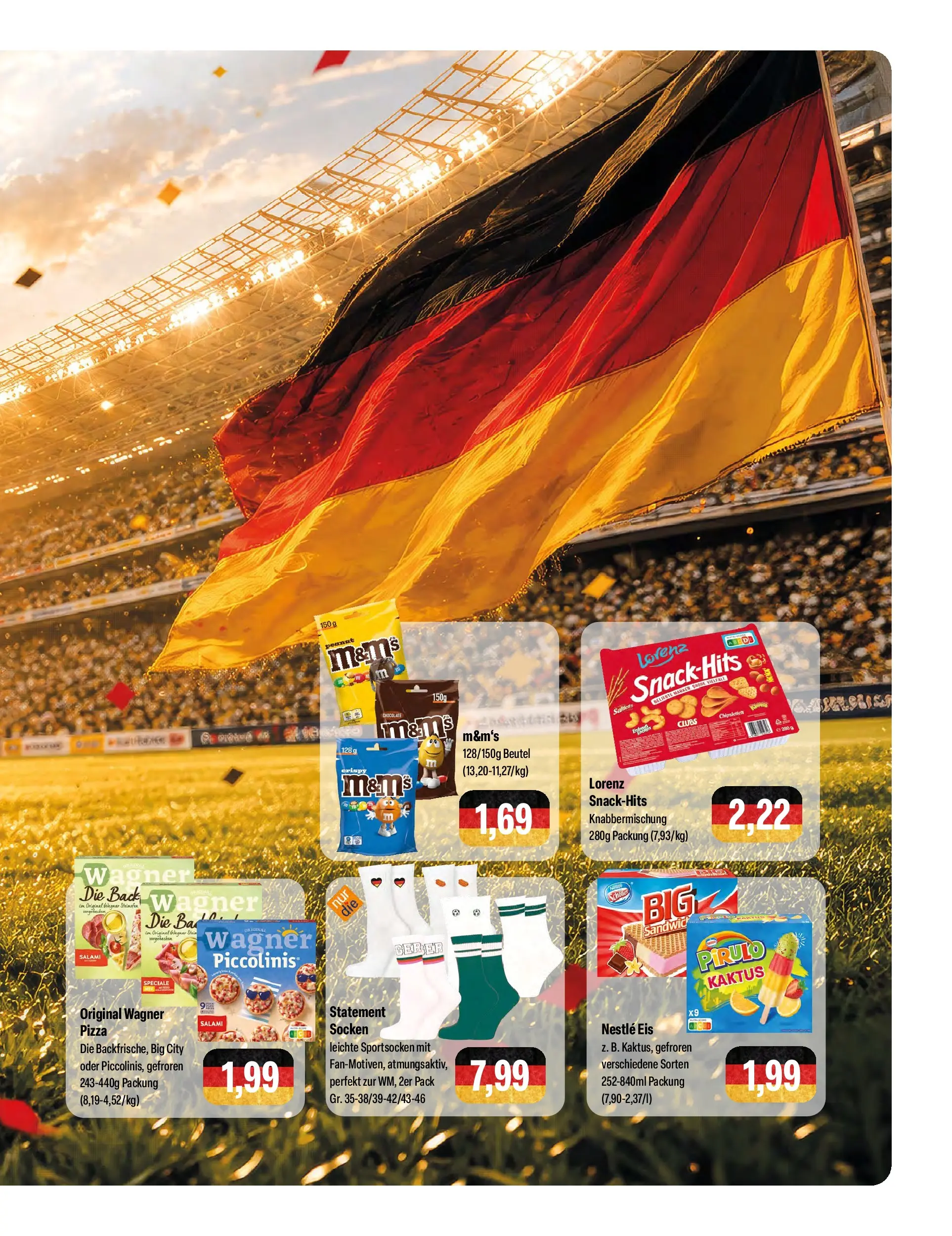 Feneberg Aktuelle Angebote (ab 11.06.2026) zum Blättern | Seite: 9 | Produkte: M&M's, Socken, Piccolinis, Pizza