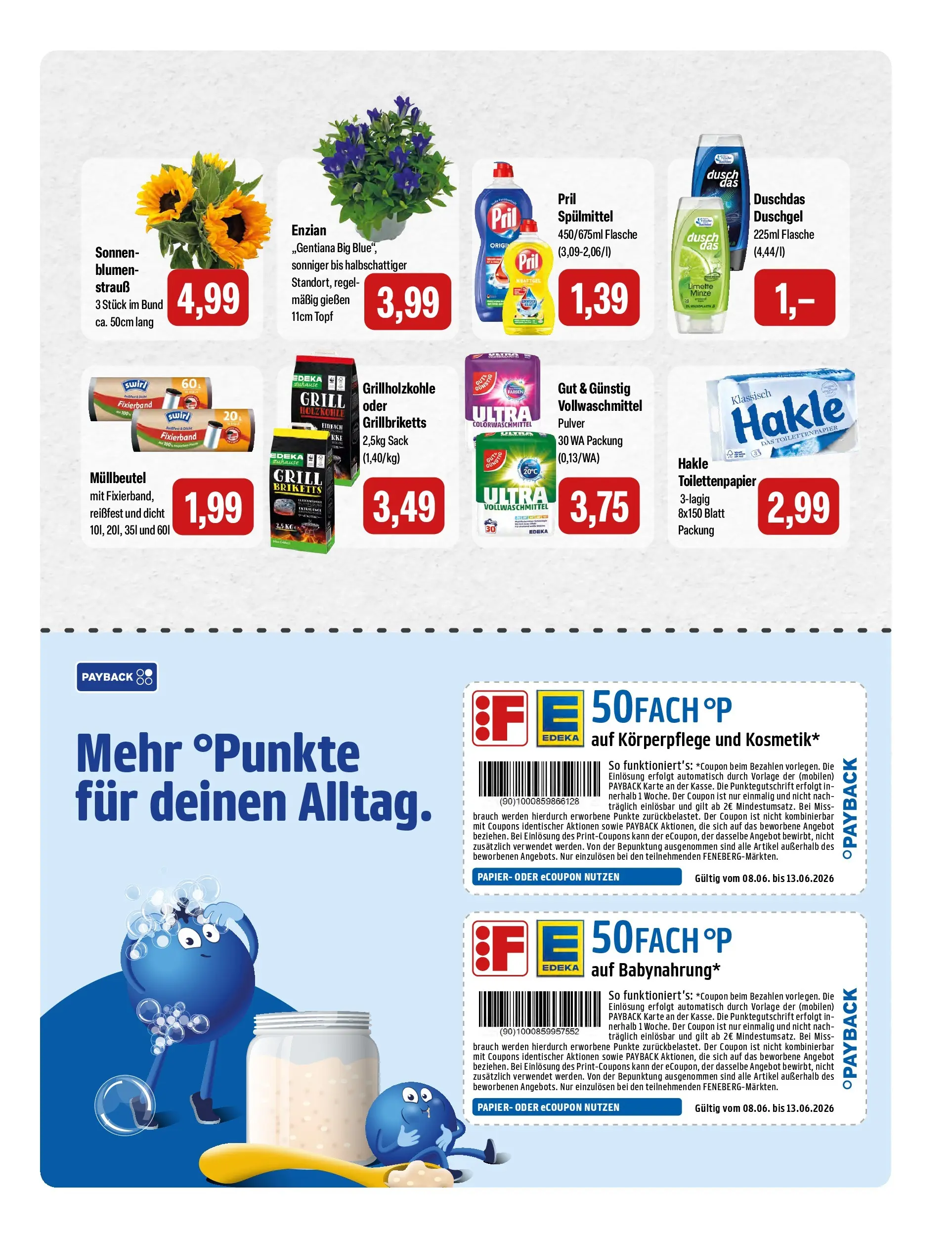 Feneberg Aktuelle Angebote (ab 11.06.2026) zum Blättern | Seite: 15 | Produkte: Duschdas, Limette, Pril, Toilettenpapier