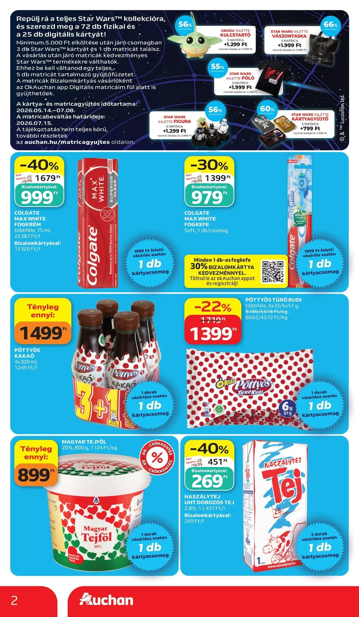 Auchan - Auchan újság érvényessége 2026.06.17-ig - 2026.06.10. -tól/töl > akció, lapozható szórólap 🛍️ | Oldal: 2 | Termékek: Tej, Tejföl, Fogkrém, Túró
