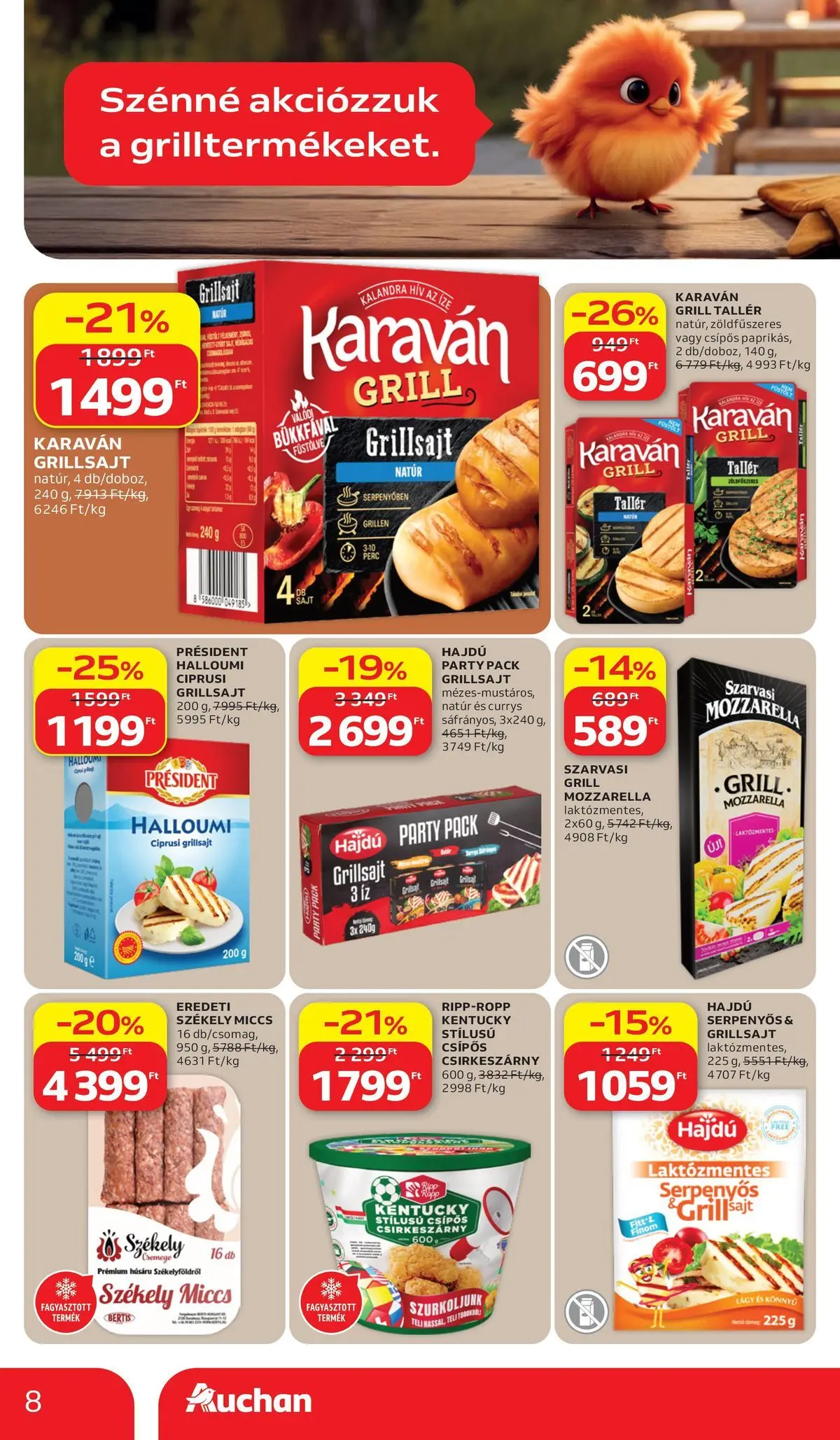 Auchan - Auchan újság érvényessége 2026.06.17-ig - 2026.06.10. -tól/töl > akció, lapozható szórólap 🛍️ | Oldal: 8 | Termékek: Mozzarella, Grill, Grillsajt