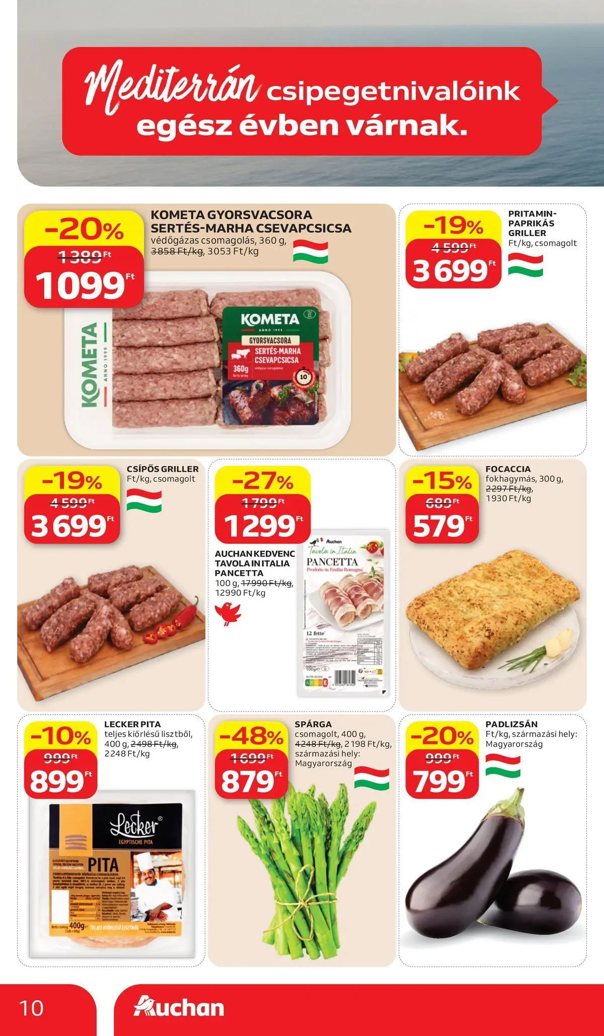 Auchan - Auchan újság érvényessége 2026.06.17-ig - 2026.06.10. -tól/töl > akció, lapozható szórólap 🛍️ | Oldal: 10 | Termékek: Padlizsán, Pita