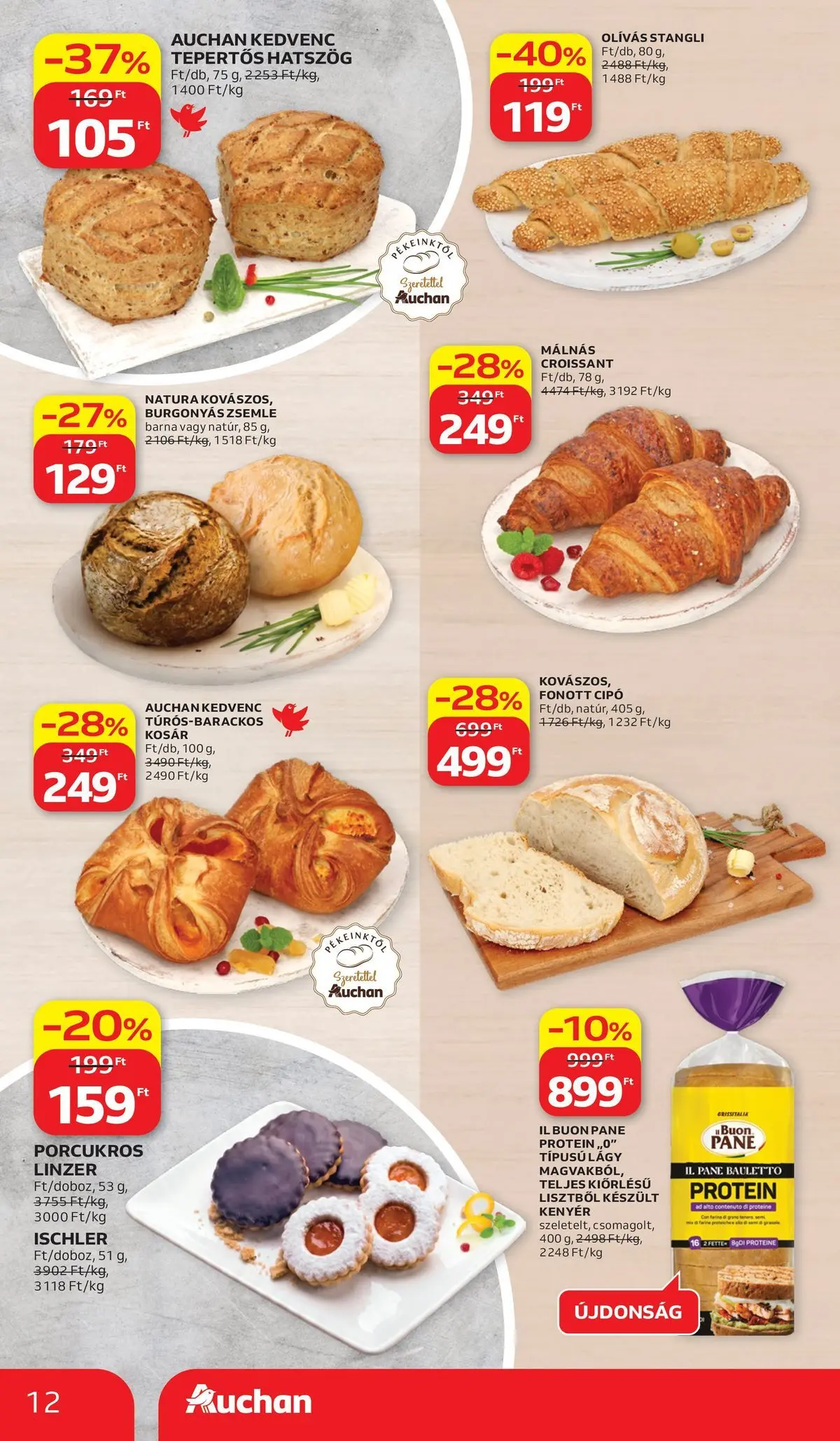 Auchan - Auchan újság érvényessége 2026.06.17-ig - 2026.06.10. -tól/töl > akció, lapozható szórólap 🛍️ | Oldal: 12 | Termékek: Protein, Kosár, Kenyér, Linzer