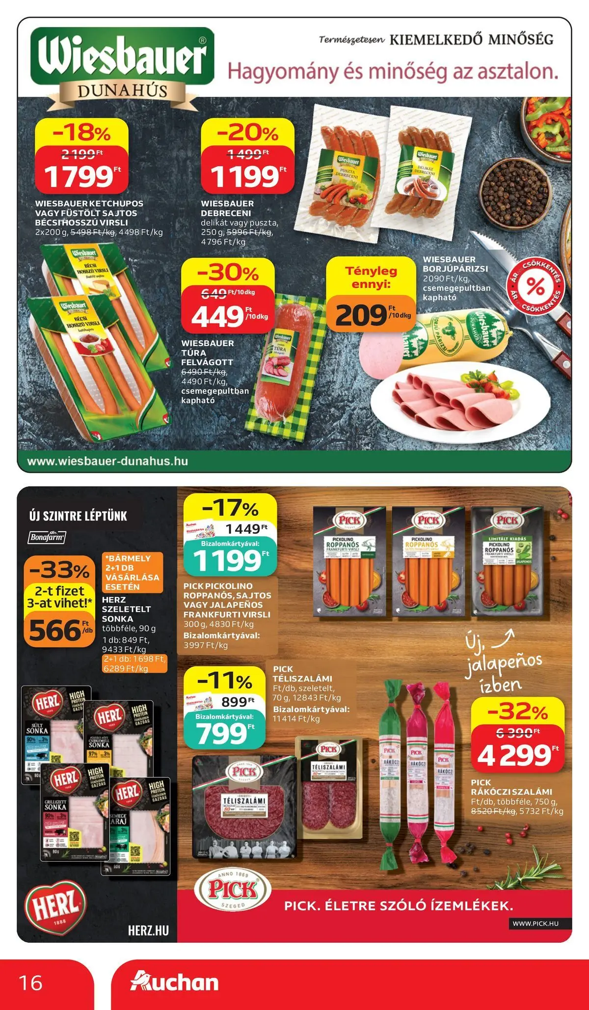 Auchan - Auchan újság érvényessége 2026.06.17-ig - 2026.06.10. -tól/töl > akció, lapozható szórólap 🛍️ | Oldal: 16 | Termékek: Virsli, Szőlő, Jalapenos, Rákóczi szalámi