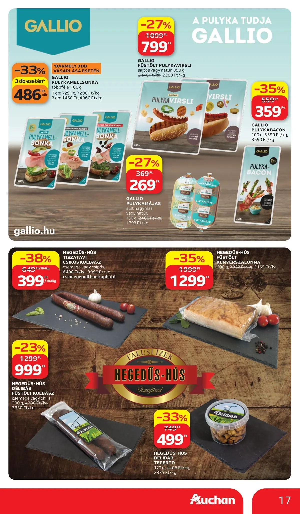 Auchan - Auchan újság érvényessége 2026.06.17-ig - 2026.06.10. -tól/töl > akció, lapozható szórólap 🛍️ | Oldal: 17 | Termékek: Virsli, Kolbász, Kenyérszalonna, Sonka