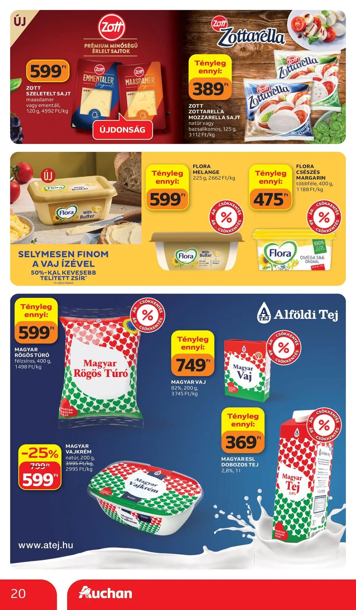 Auchan - Auchan újság érvényessége 2026.06.17-ig - 2026.06.10. -tól/töl > akció, lapozható szórólap 🛍️ | Oldal: 20 | Termékek: Margarin, Rögös túró, Sajt, Túró