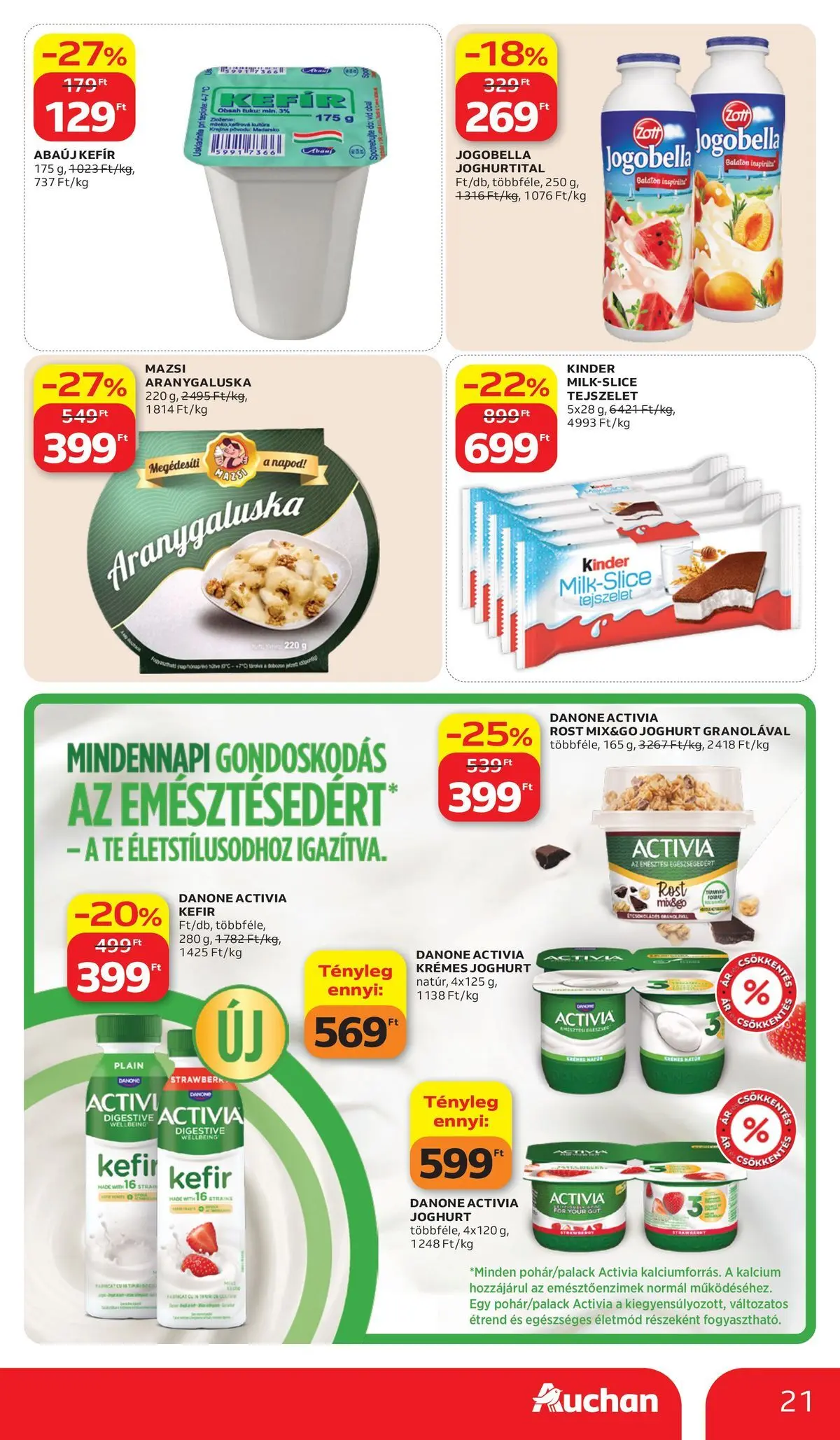 Auchan - Auchan újság érvényessége 2026.06.17-ig - 2026.06.10. -tól/töl > akció, lapozható szórólap 🛍️ | Oldal: 21 | Termékek: Kefir, Tejszelet, Joghurt