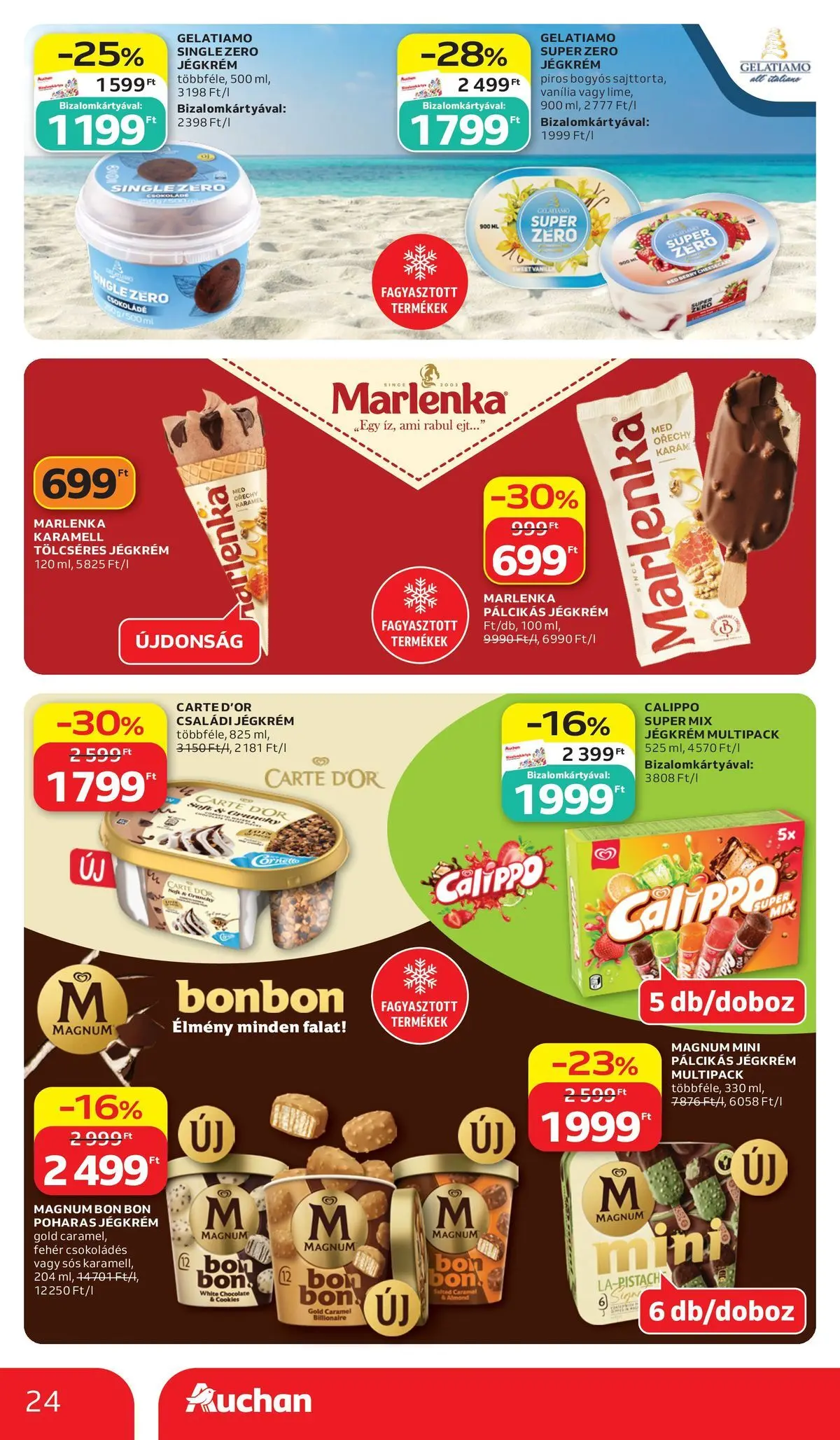 Auchan - Auchan újság érvényessége 2026.06.17-ig - 2026.06.10. -tól/töl > akció, lapozható szórólap 🛍️ | Oldal: 24 | Termékek: Magnum, Csokoládé, Jégkrém, Pálcikás jégkrém