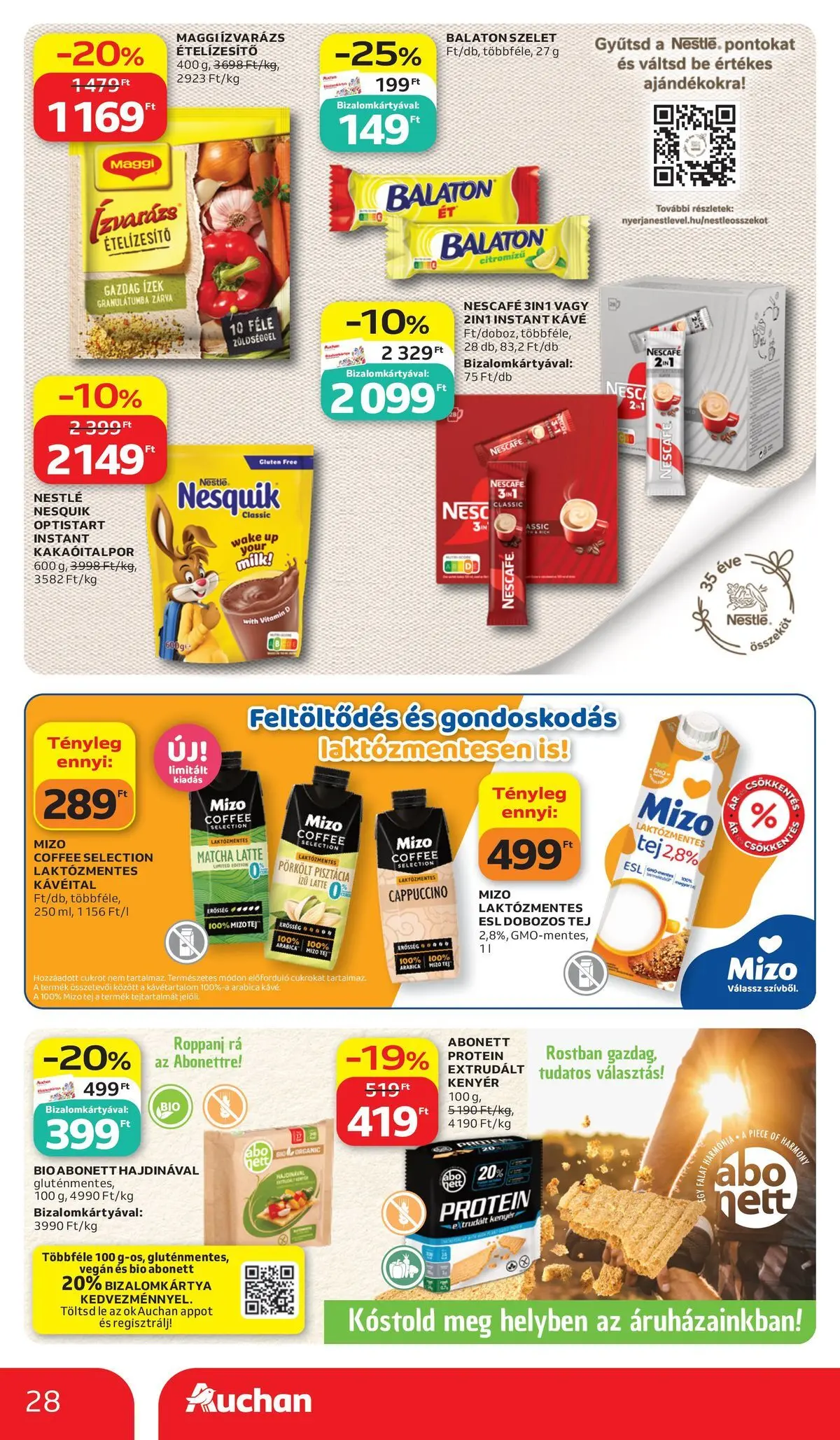 Auchan - Auchan újság érvényessége 2026.06.17-ig - 2026.06.10. -tól/töl > akció, lapozható szórólap 🛍️ | Oldal: 28 | Termékek: Cappuccino, Protein, Kenyér, Ételízesítő