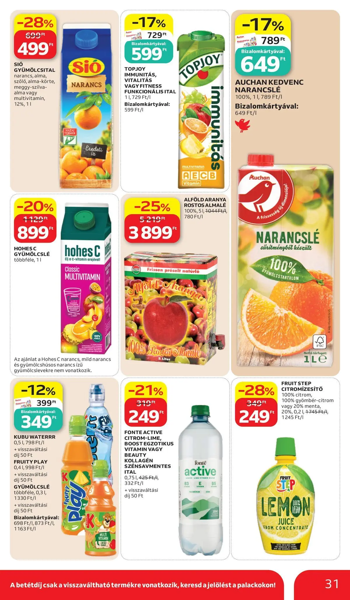 Auchan - Auchan újság érvényessége 2026.06.17-ig - 2026.06.10. -tól/töl > akció, lapozható szórólap 🛍️ | Oldal: 31 | Termékek: Gyümölcsital, Hohes c, Kollagén, Almalé
