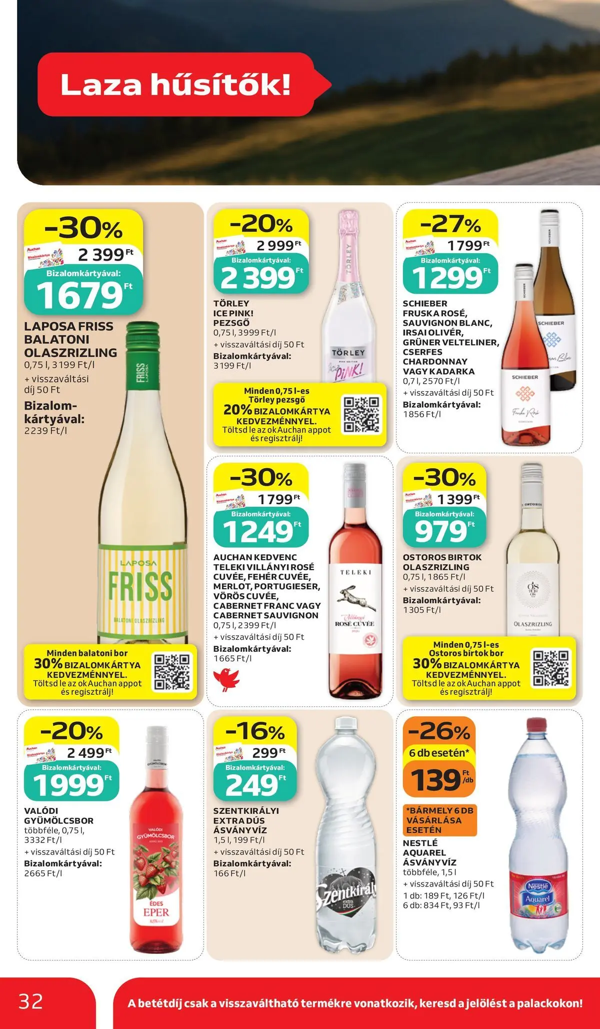 Auchan - Auchan újság érvényessége 2026.06.17-ig - 2026.06.10. -tól/töl > akció, lapozható szórólap 🛍️ | Oldal: 32 | Termékek: Törley pezsgő, Pezsgő, Ásványvíz, Bor