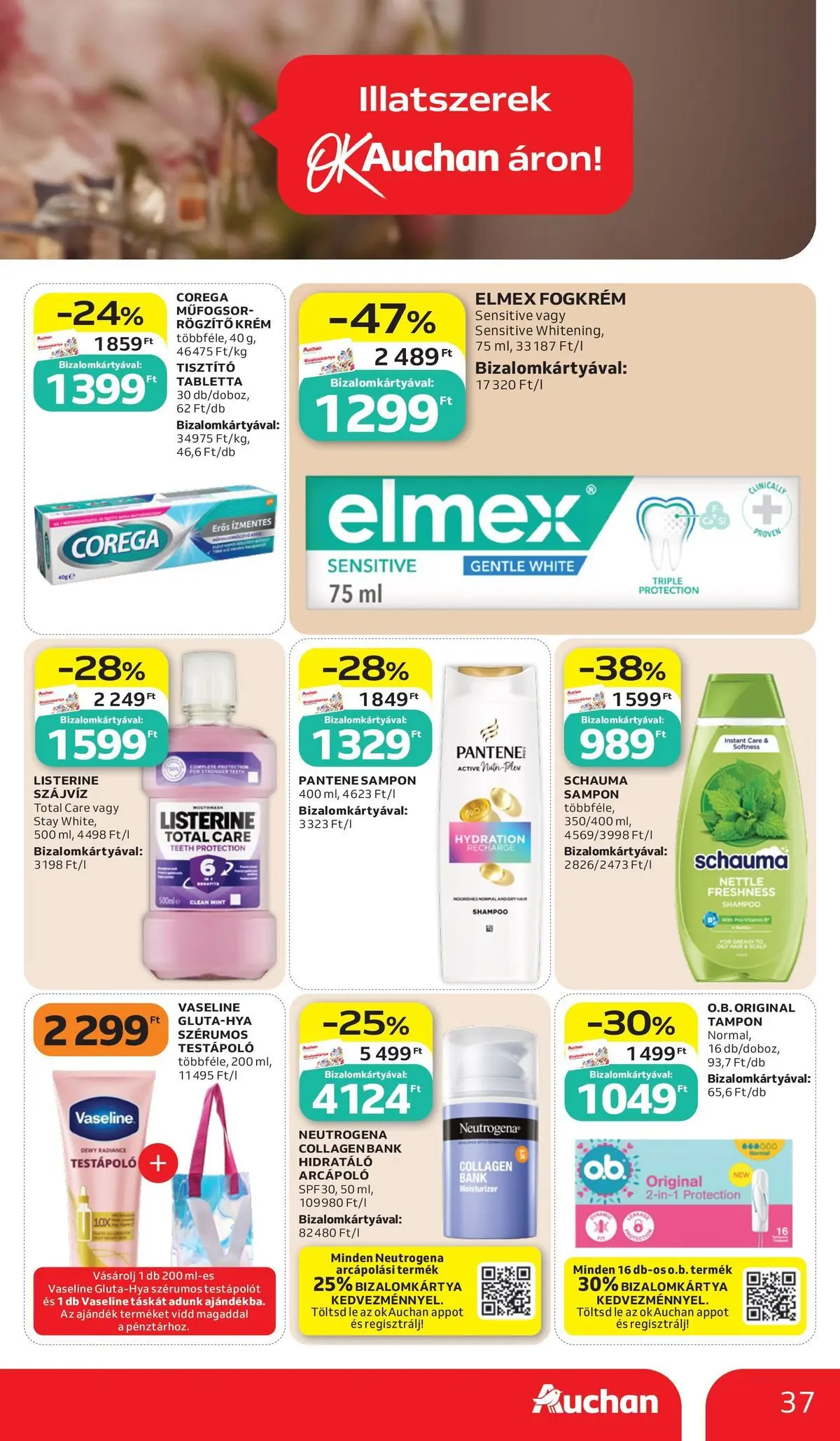 Auchan - Auchan újság érvényessége 2026.06.17-ig - 2026.06.10. -tól/töl > akció, lapozható szórólap 🛍️ | Oldal: 37 | Termékek: Sampon, Testápoló, Fogkrém, Szájvíz