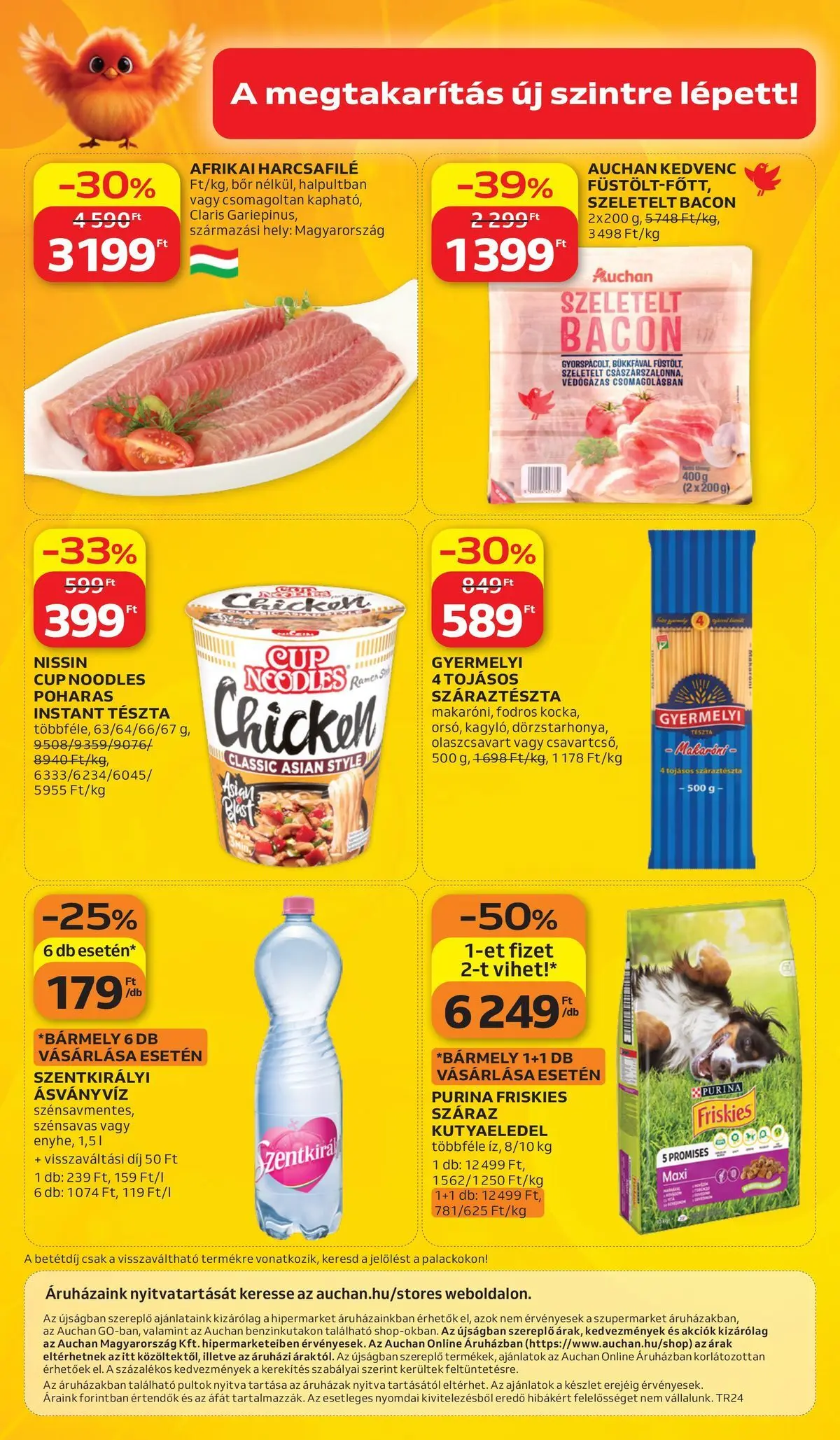 Auchan - Auchan újság érvényessége 2026.06.17-ig - 2026.06.10. -tól/töl > akció, lapozható szórólap 🛍️ | Oldal: 46 | Termékek: Kutyaeledel, Szeletelt bacon, Bor, Tészta