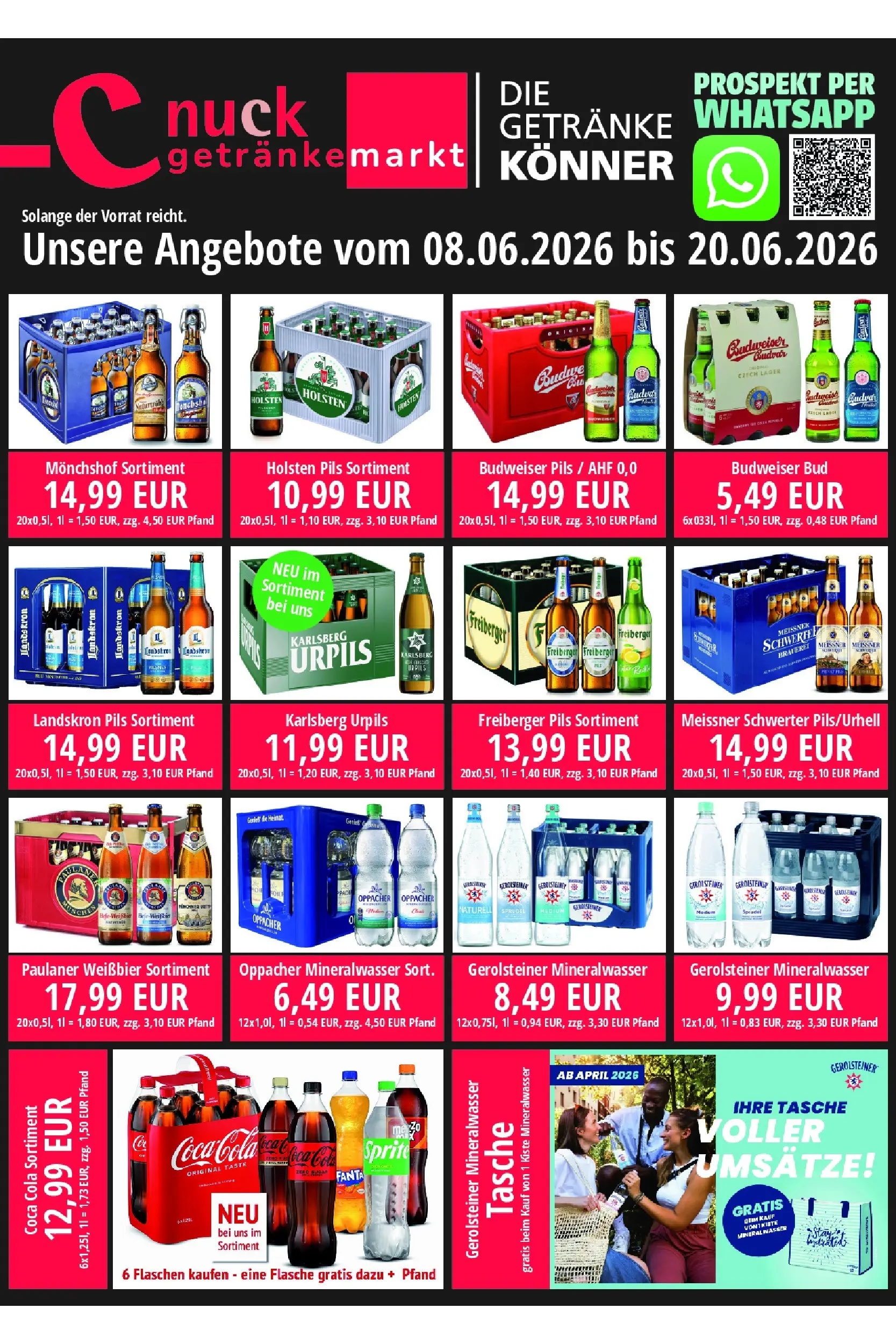 Angebote - nuck Getränke: Getränkeangebote (ab 07.06.2026) zum Blättern | Seite: 1 | Produkte: Tasche, Coca cola, Cola, Mineralwasser