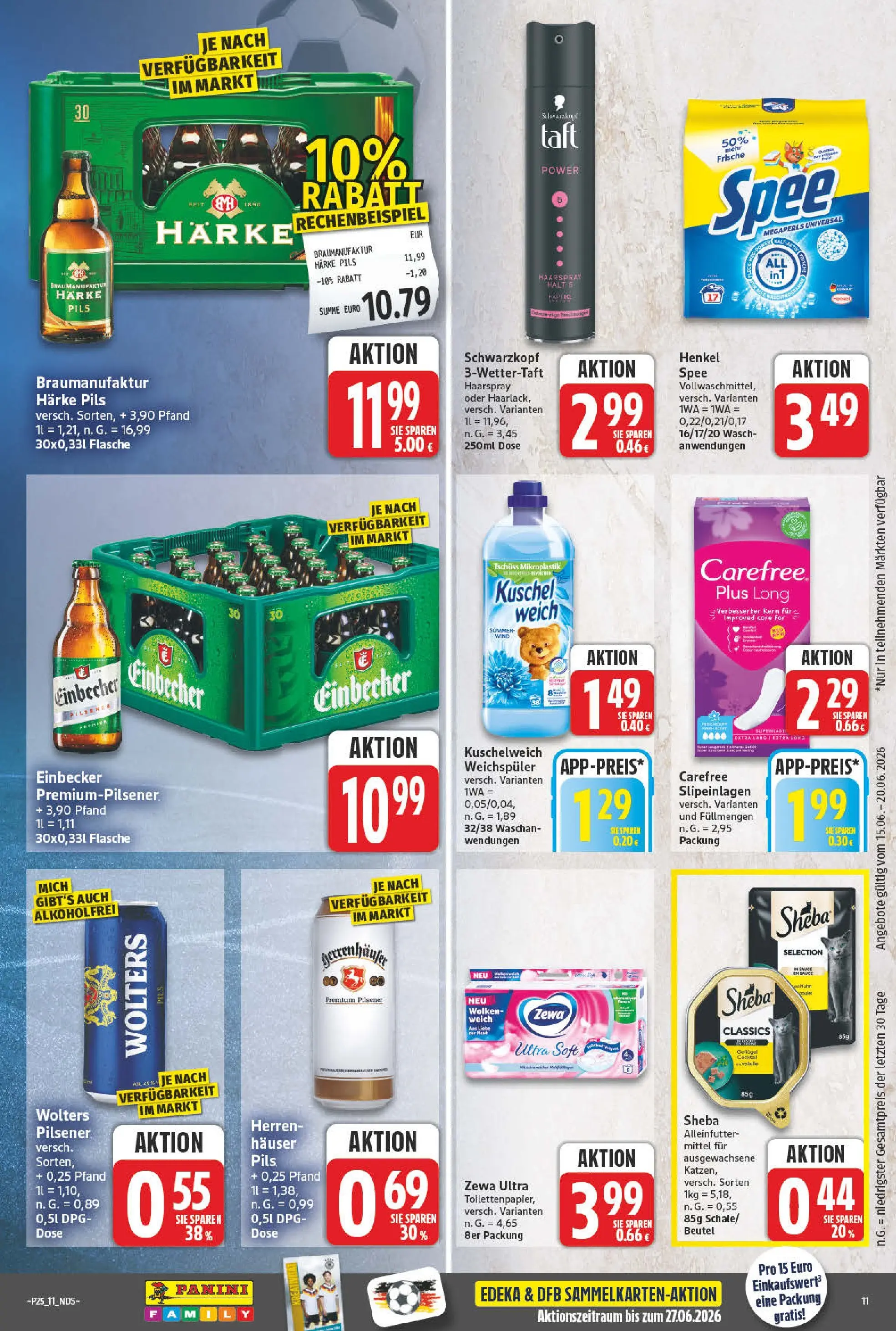 Angebote - Wochenangebote (ab 14.06.2026) zum Blättern | Seite: 11 | Produkte: Sheba, Pils, Spee, Weichspüler