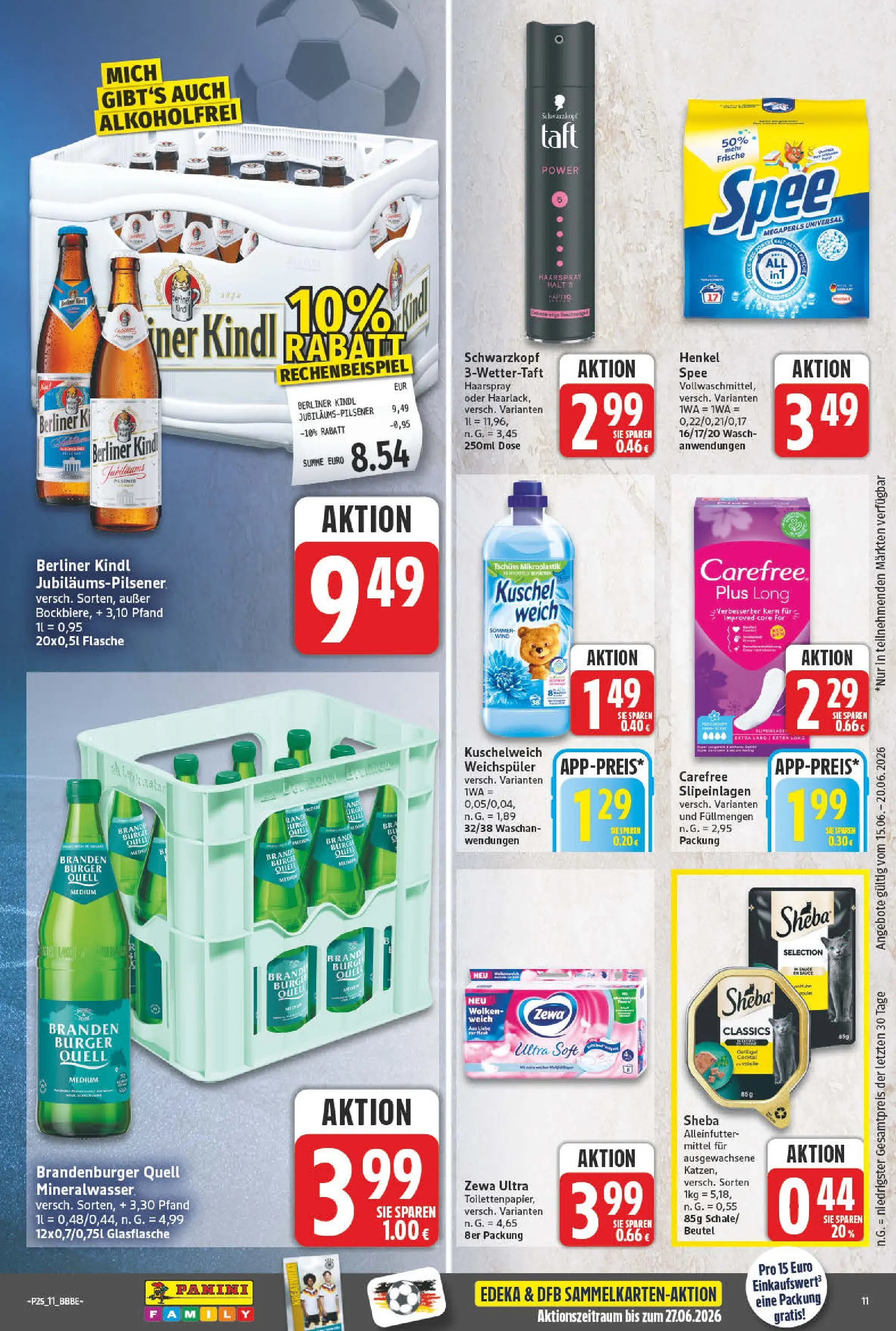 Angebote - Wochenangebote (ab 14.06.2026) zum Blättern | Seite: 11 | Produkte: Sheba, Kuschelweich, Mineralwasser, Weichspüler