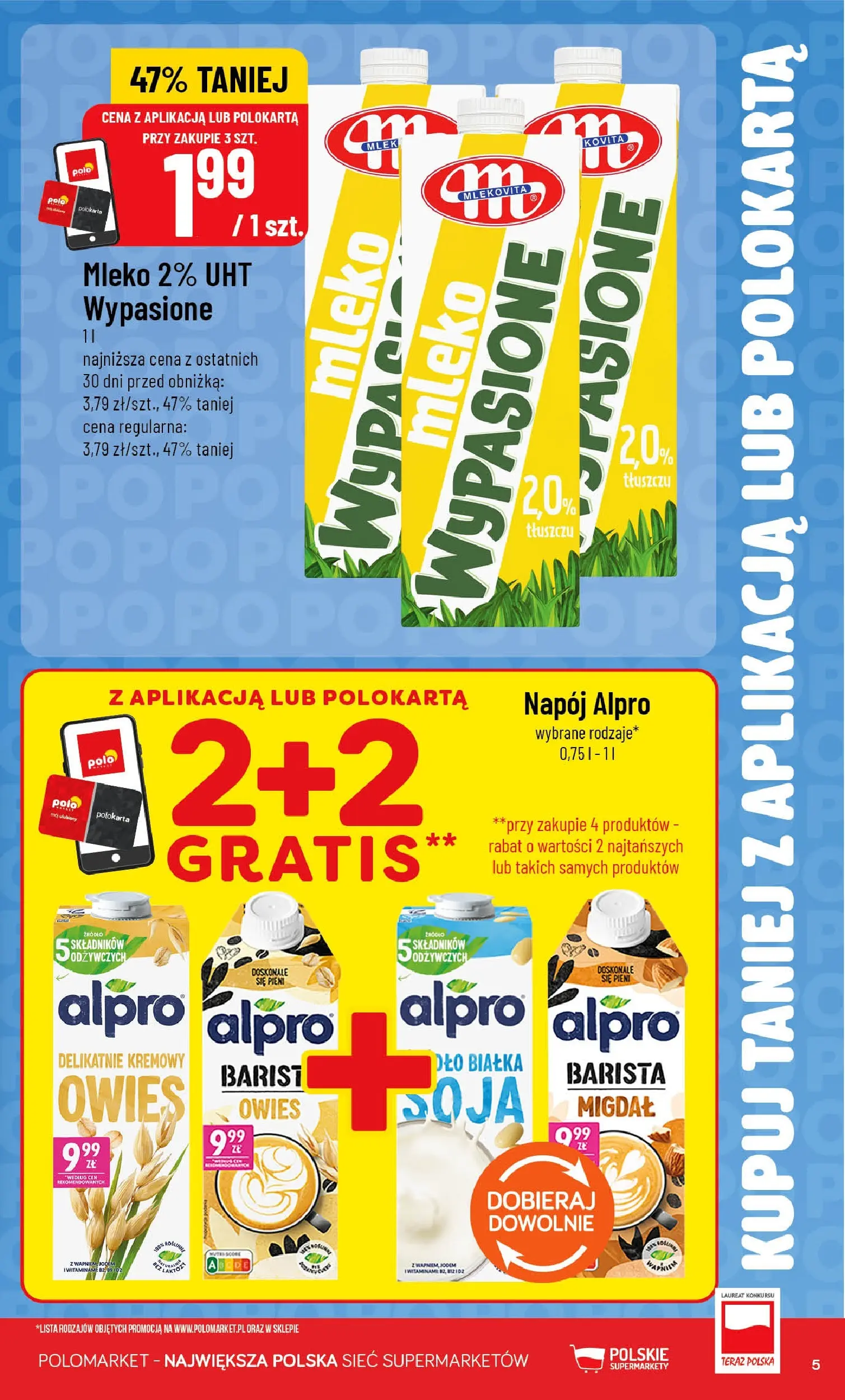 Nowa POLOmarket gazetka od jutra 10.06.2026 | Strona: 5 | Produkty: Alpro, Mleko