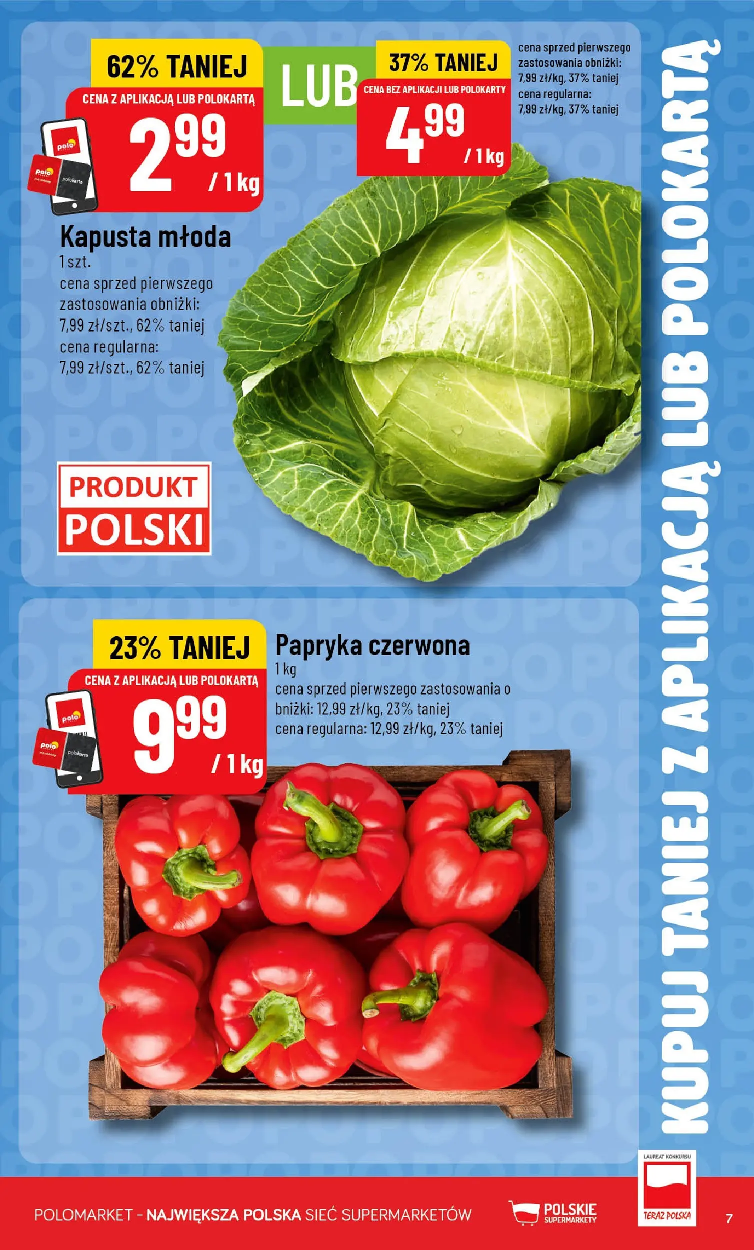 Nowa POLOmarket gazetka od jutra 10.06.2026 | Strona: 7 | Produkty: Kapusta, Papryka, Papryka czerwona