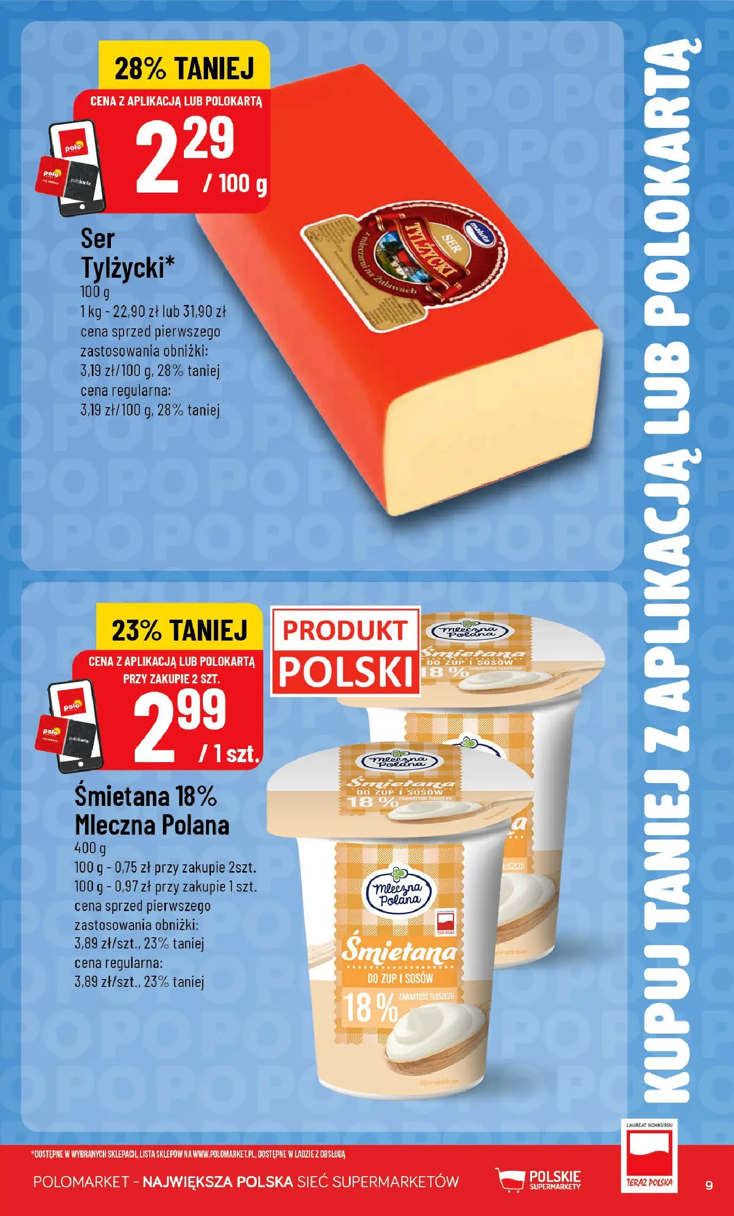 Nowa POLOmarket gazetka od jutra 10.06.2026 | Strona: 9 | Produkty: Śmietana
