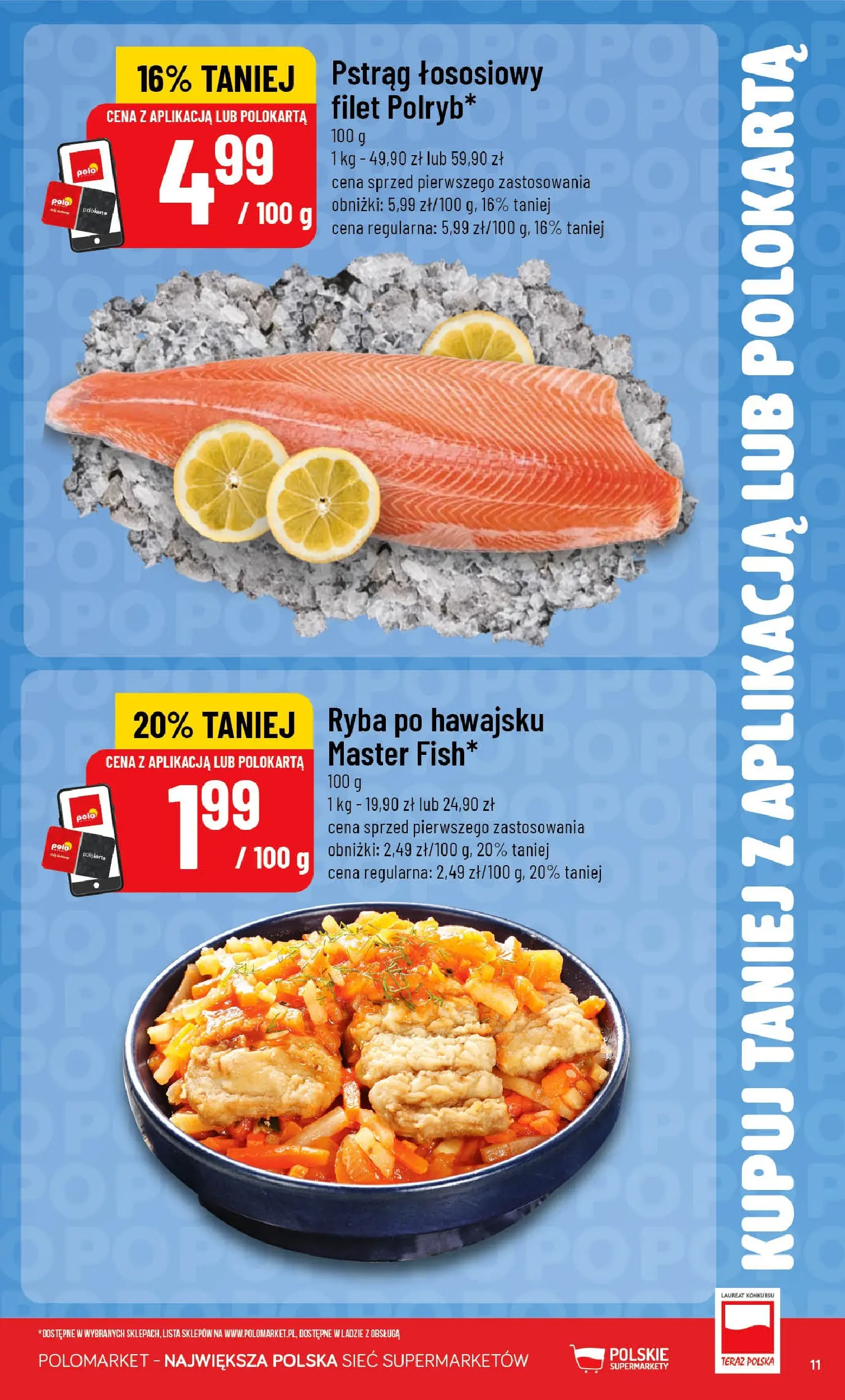 Nowa POLOmarket gazetka od jutra 10.06.2026 | Strona: 11 | Produkty: Pstrąg, Pstrąg łososiowy, Ryba