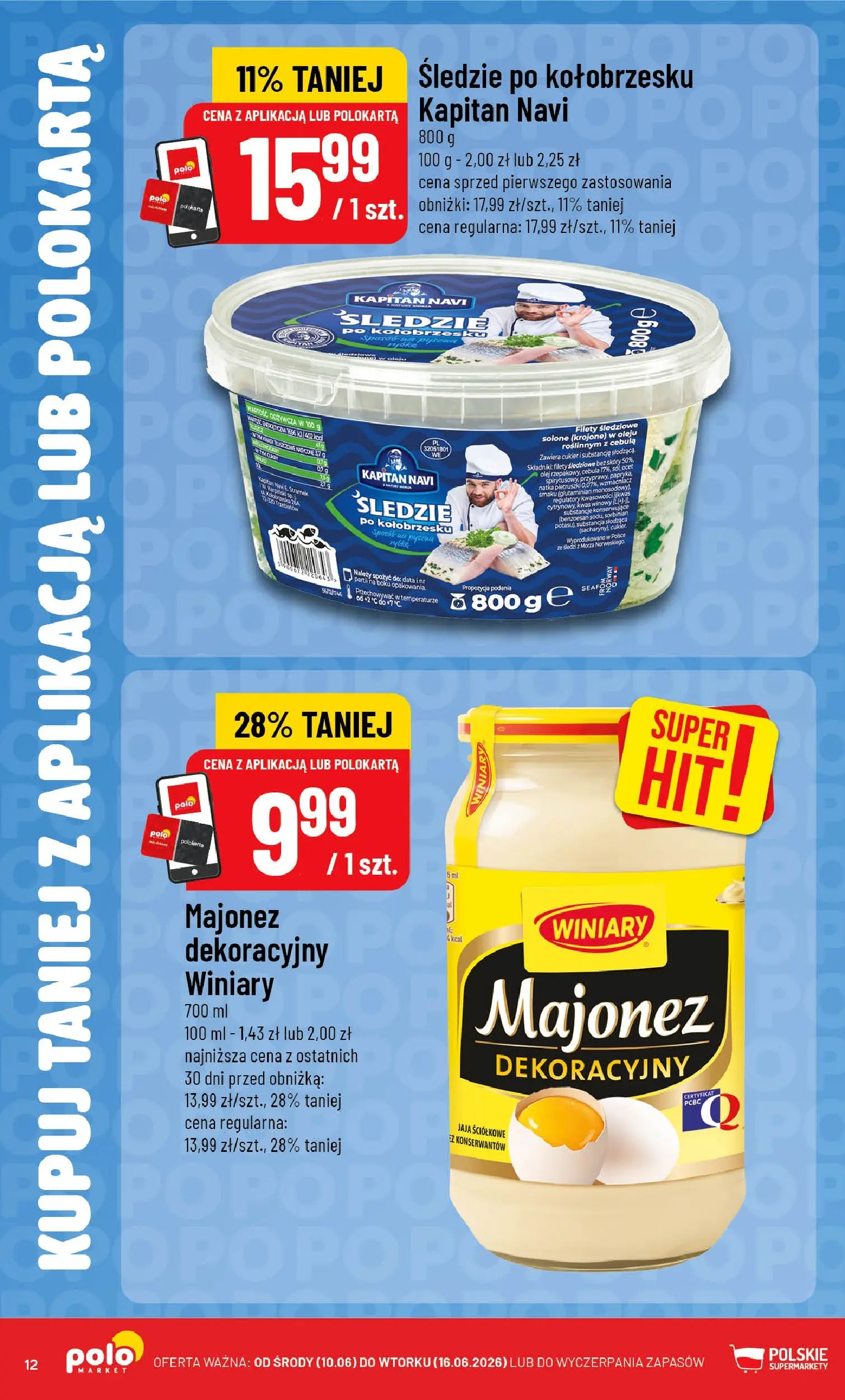 Nowa POLOmarket gazetka od jutra 10.06.2026 | Strona: 12 | Produkty: Ocet, Majonez, Jaja, Cukier