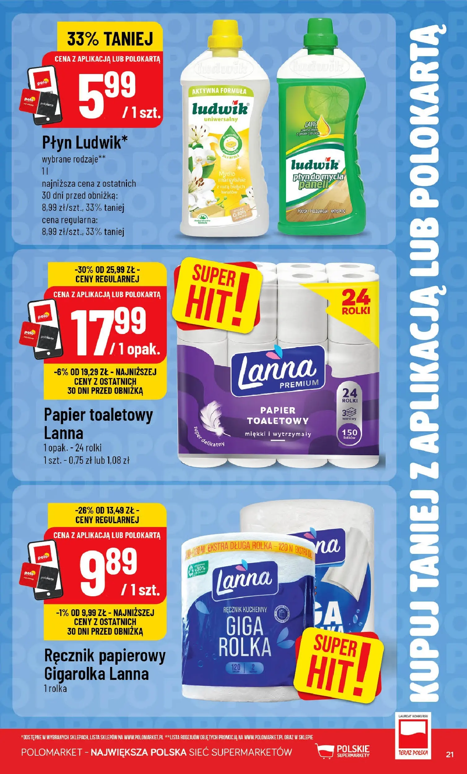 Nowa POLOmarket gazetka od jutra 10.06.2026 | Strona: 21 | Produkty: Papier toaletowy, Rolki, Ręcznik papierowy