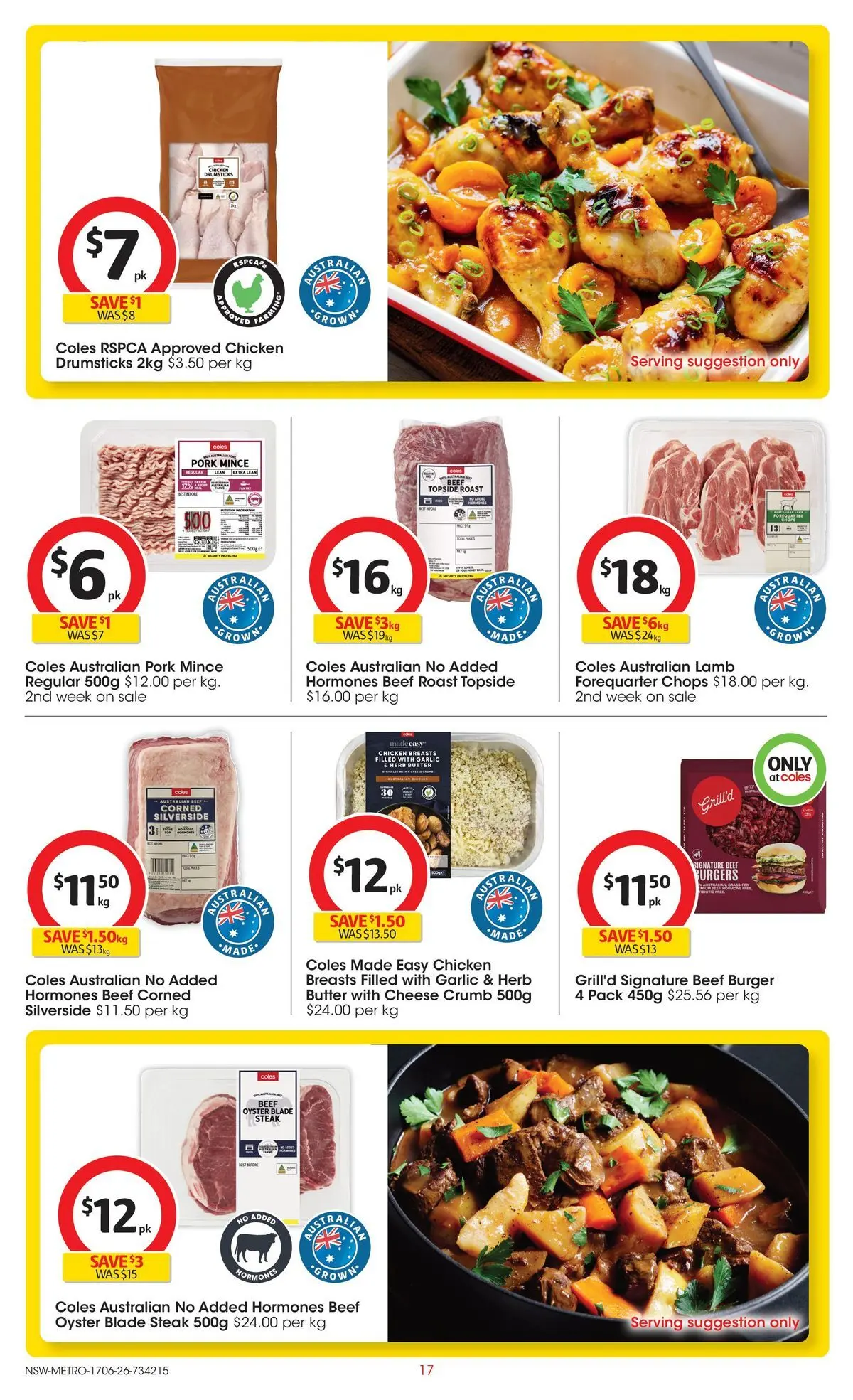 ﻿Coles catalogue valid from 17/06/2026 > Online Australia | Page: 17 | Products: Butter, Cheese, Chicken, Garlic