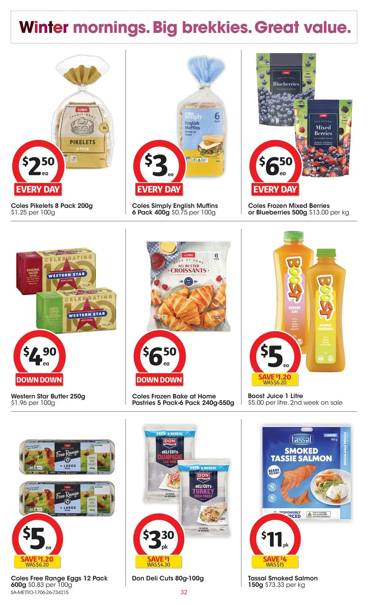 ﻿Coles catalogue valid from 17/06/2026 > Online Australia | Page: 32 | Products: Eggs, Peel, Muffins, Sugar