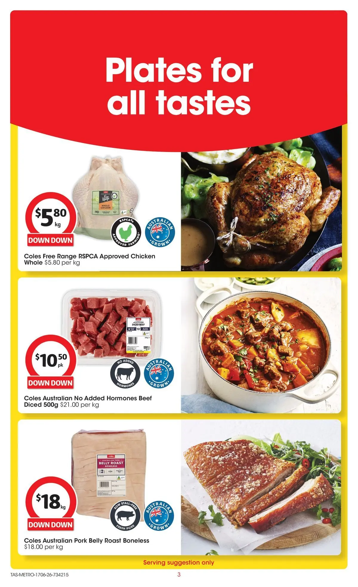 ﻿Coles catalogue valid from 17/06/2026 > Online Australia | Page: 3 | Products: Chicken, Pork, Beef