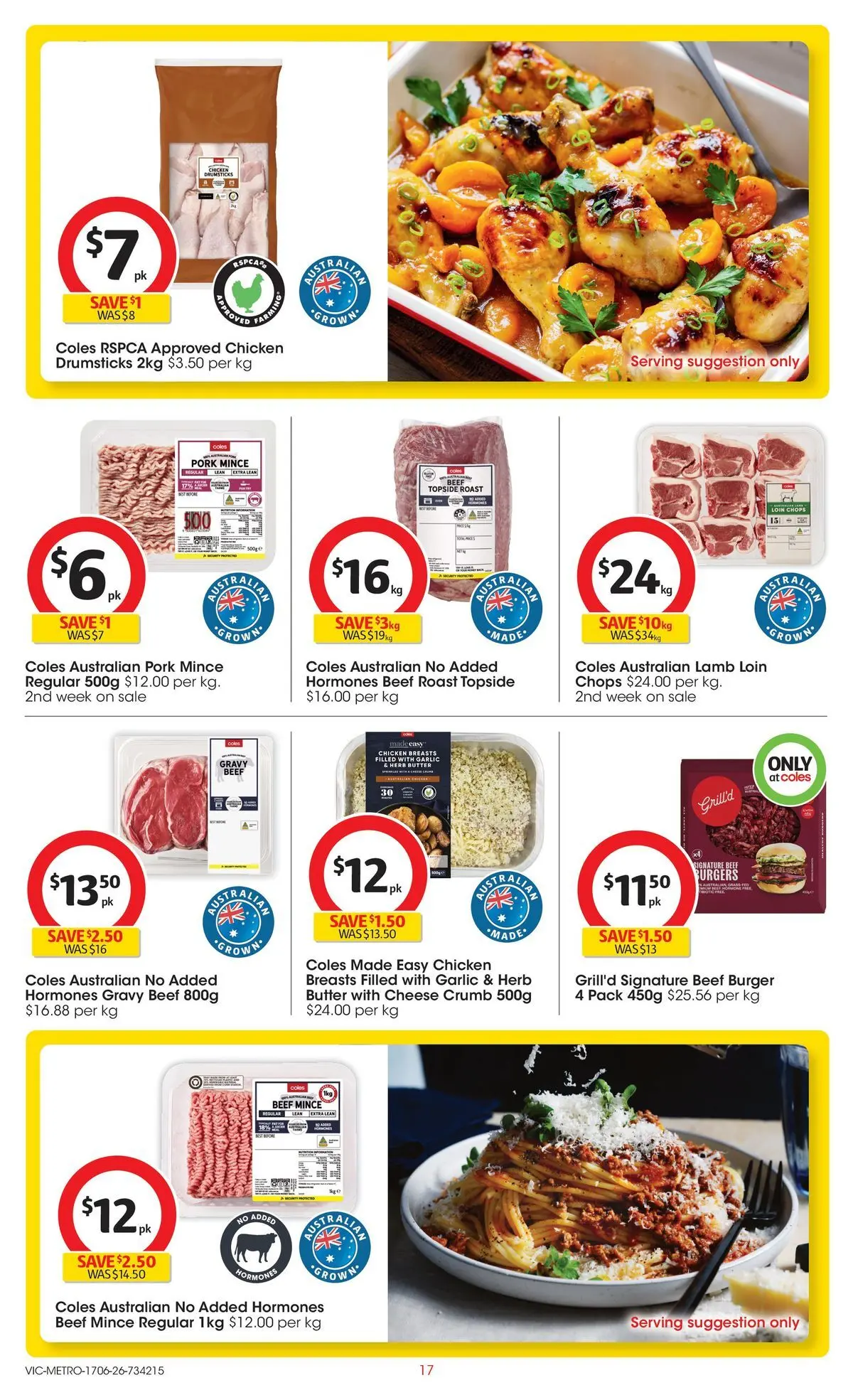 ﻿Coles catalogue valid from 17/06/2026 > Online Australia | Page: 17 | Products: Cheese, Pork, Lamb, Garlic