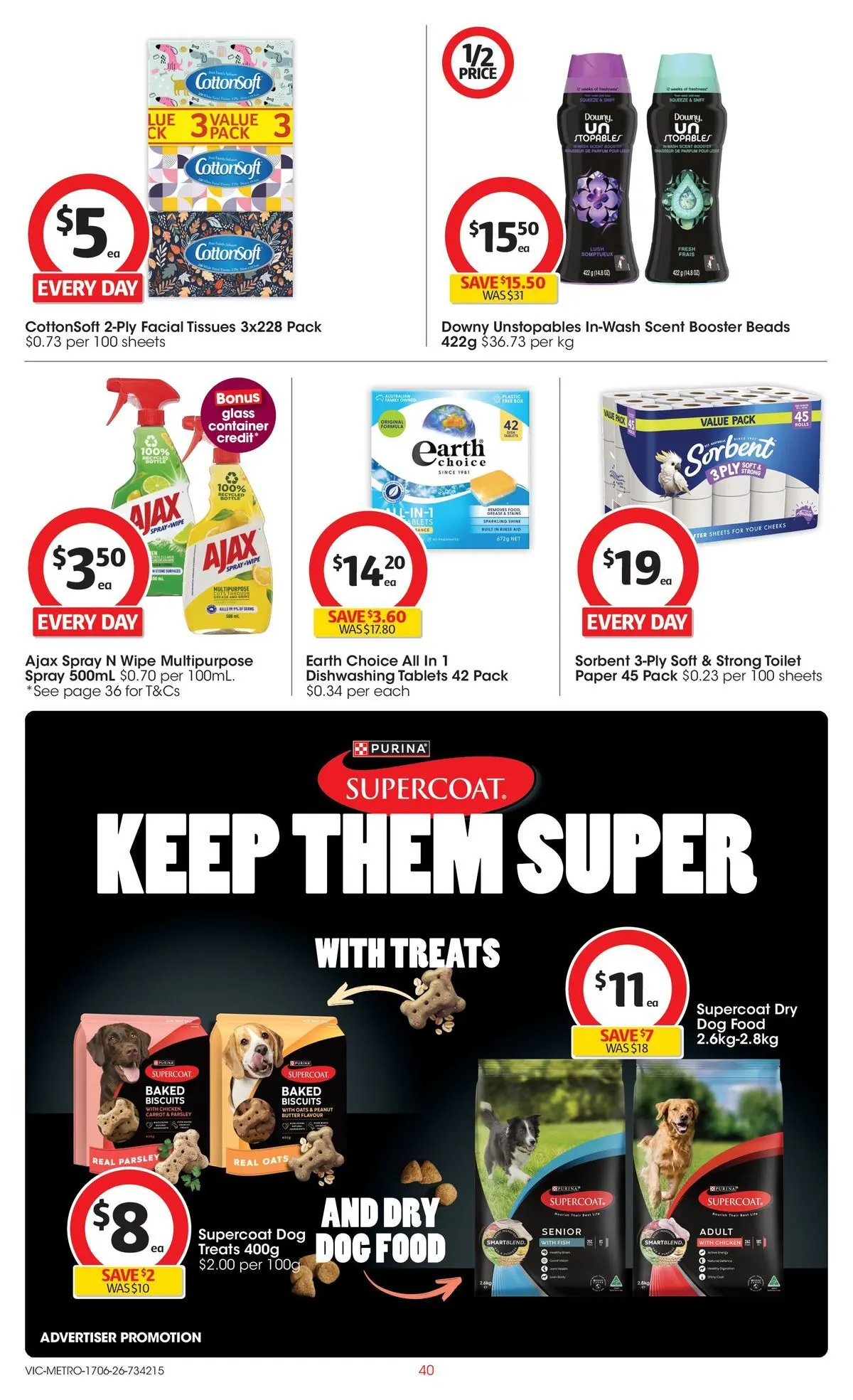 ﻿Coles catalogue valid from 17/06/2026 > Online Australia | Page: 40 | Products: Toilet, Fish, Dog food, Multipurpose