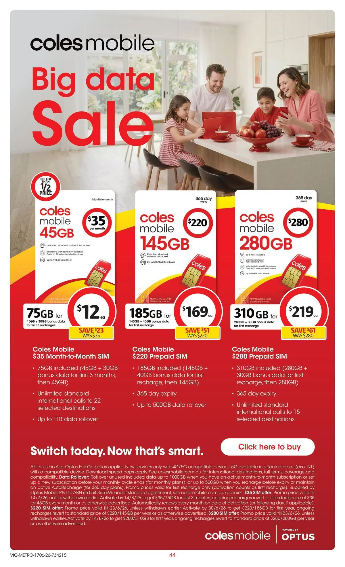 ﻿Coles catalogue valid from 17/06/2026 > Online Australia | Page: 44 | Products: Date, Mobile