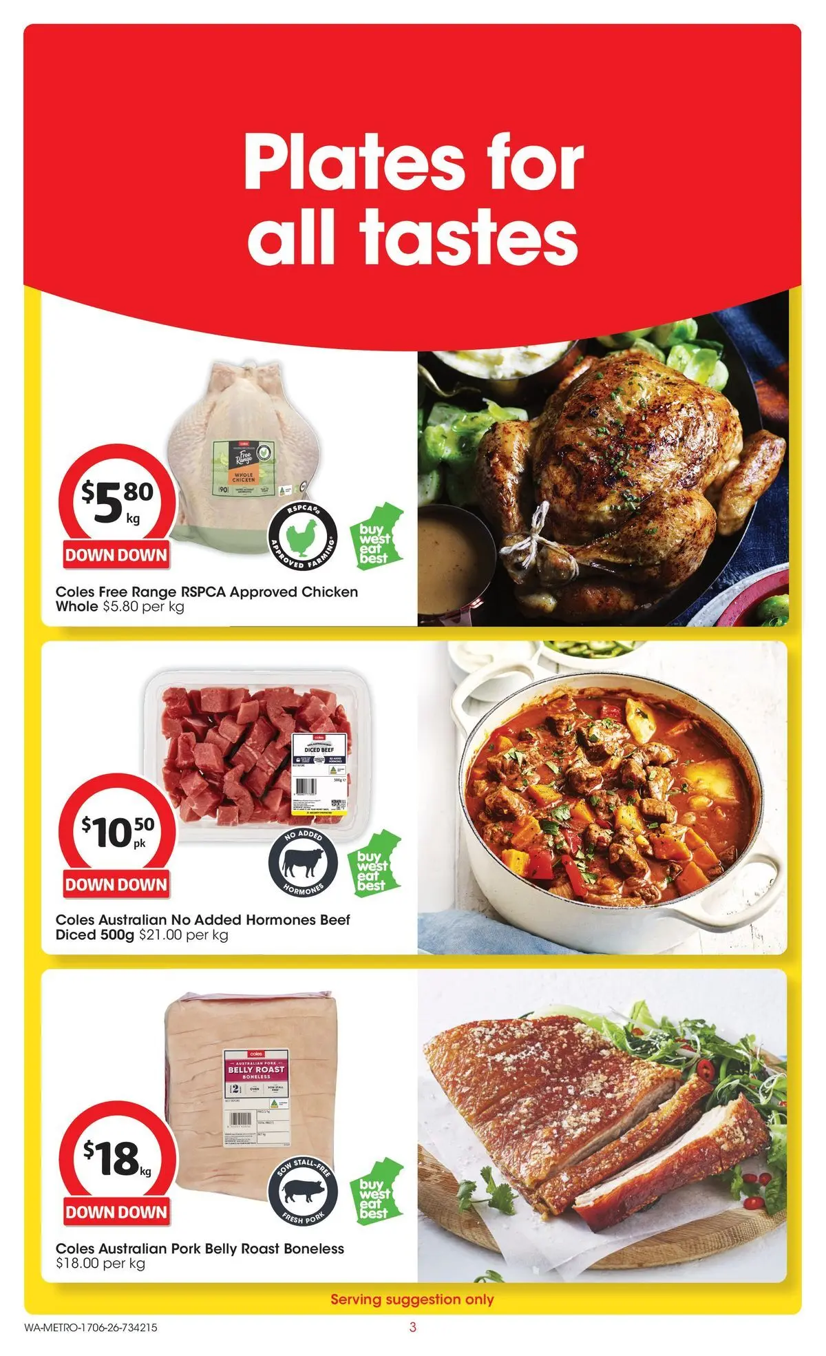 ﻿Coles catalogue valid from 17/06/2026 > Online Australia | Page: 3 | Products: Chicken, Pork, Beef