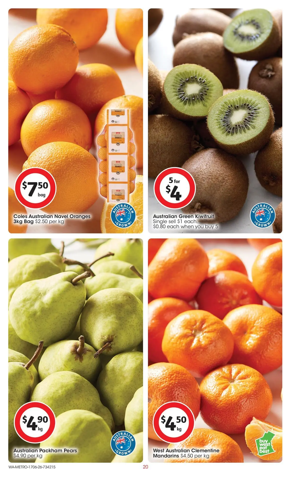 ﻿Coles catalogue valid from 17/06/2026 > Online Australia | Page: 20 | Products: Oranges, Kiwifruit, Mandarins, Bag
