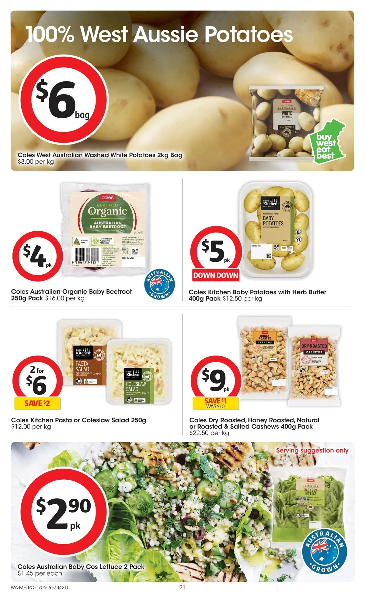 ﻿Coles catalogue valid from 17/06/2026 > Online Australia | Page: 21 | Products: Butter, Pasta, Potatoes, Bag