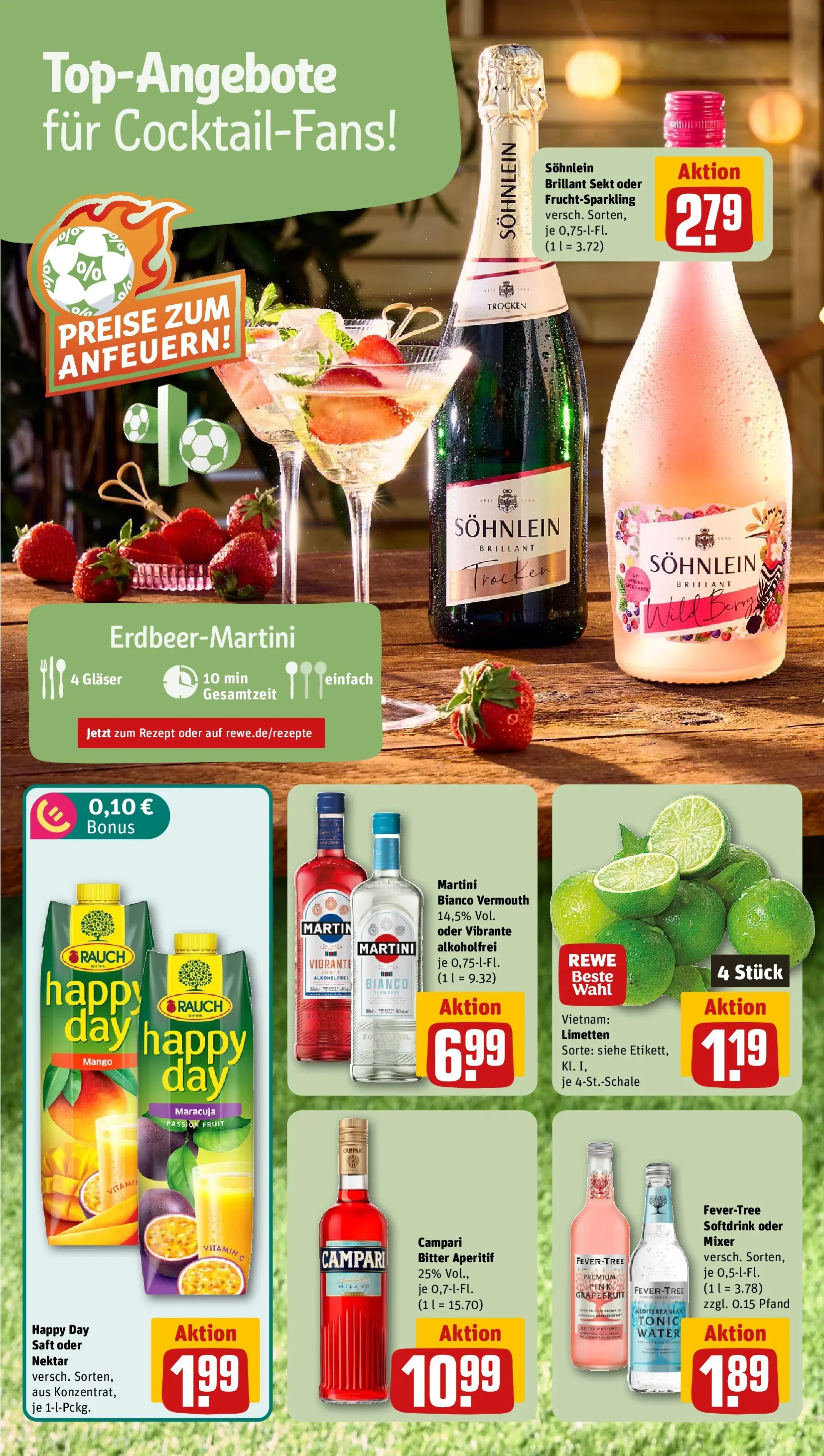 REWE Prospekt ab 14.06.2026 zum Blättern » Angebote | Seite: 4 | Produkte: Martini, Limetten, Campari, Grapefruit