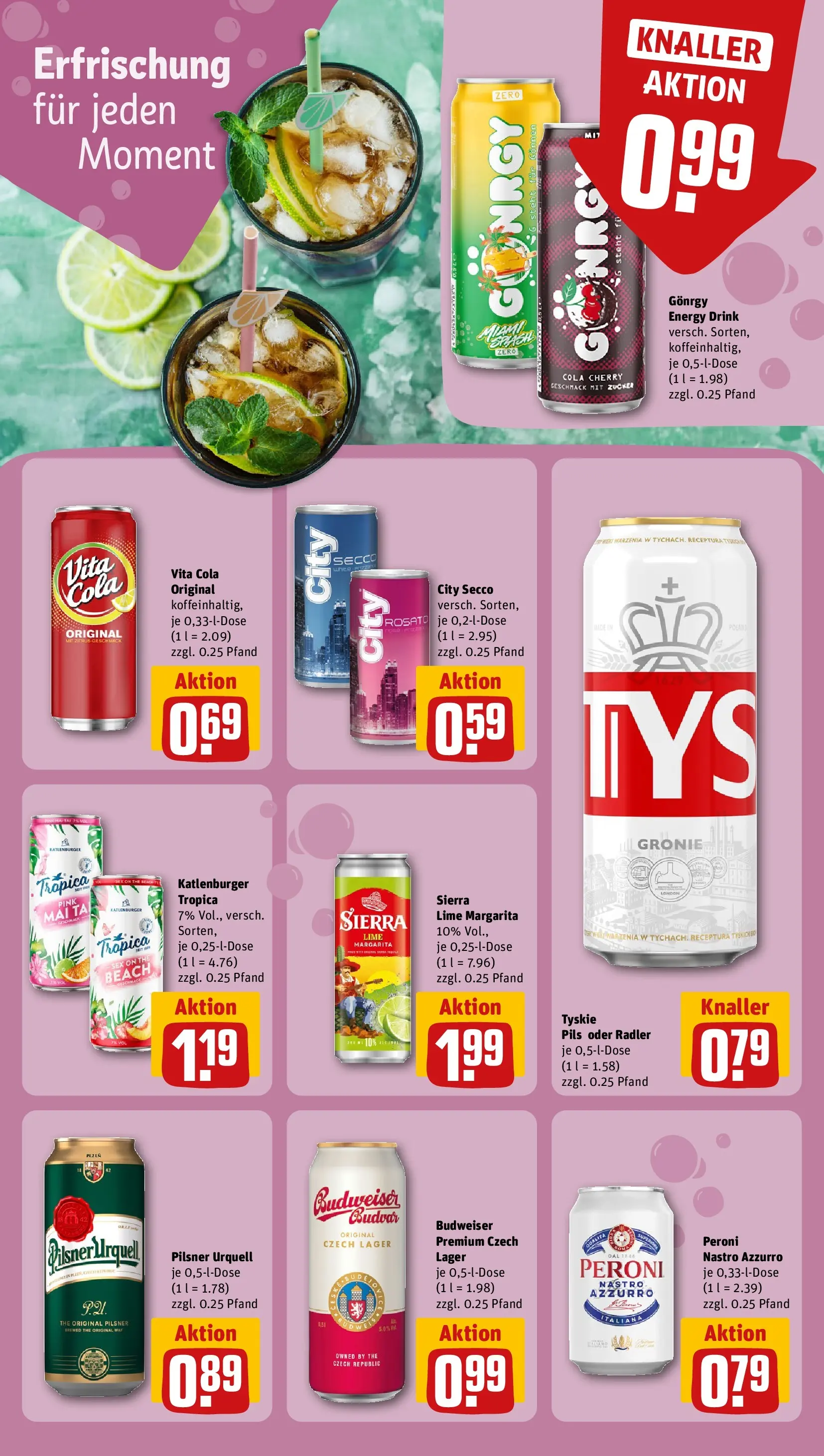 REWE Prospekt ab 14.06.2026 zum Blättern » Angebote | Seite: 21 | Produkte: Tyskie, Energy, Radler, Budweiser