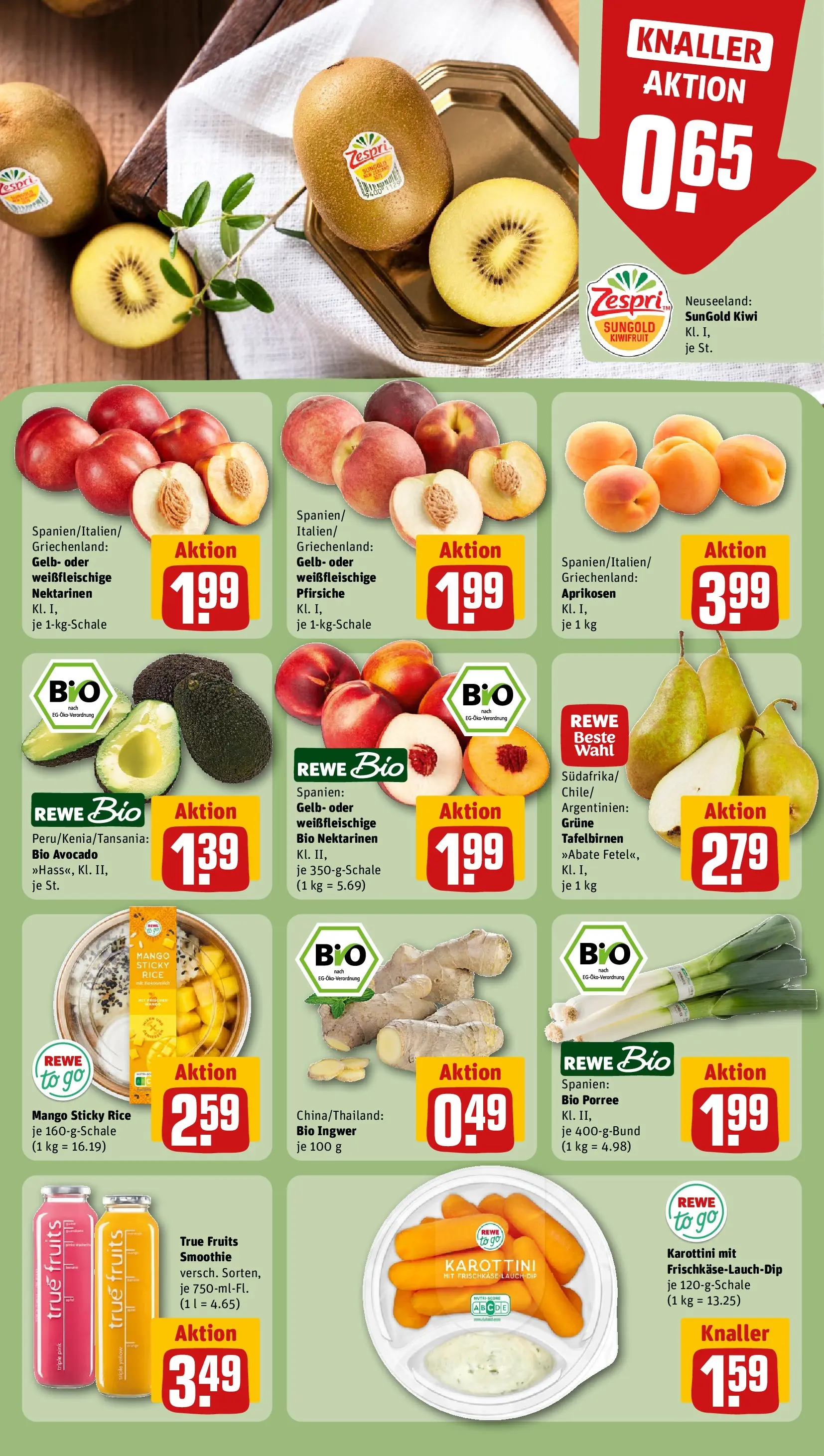 REWE Prospekt ab 14.06.2026 zum Blättern » Angebote | Seite: 10 | Produkte: Nektarinen, Mango, Kiwi, Frischkase