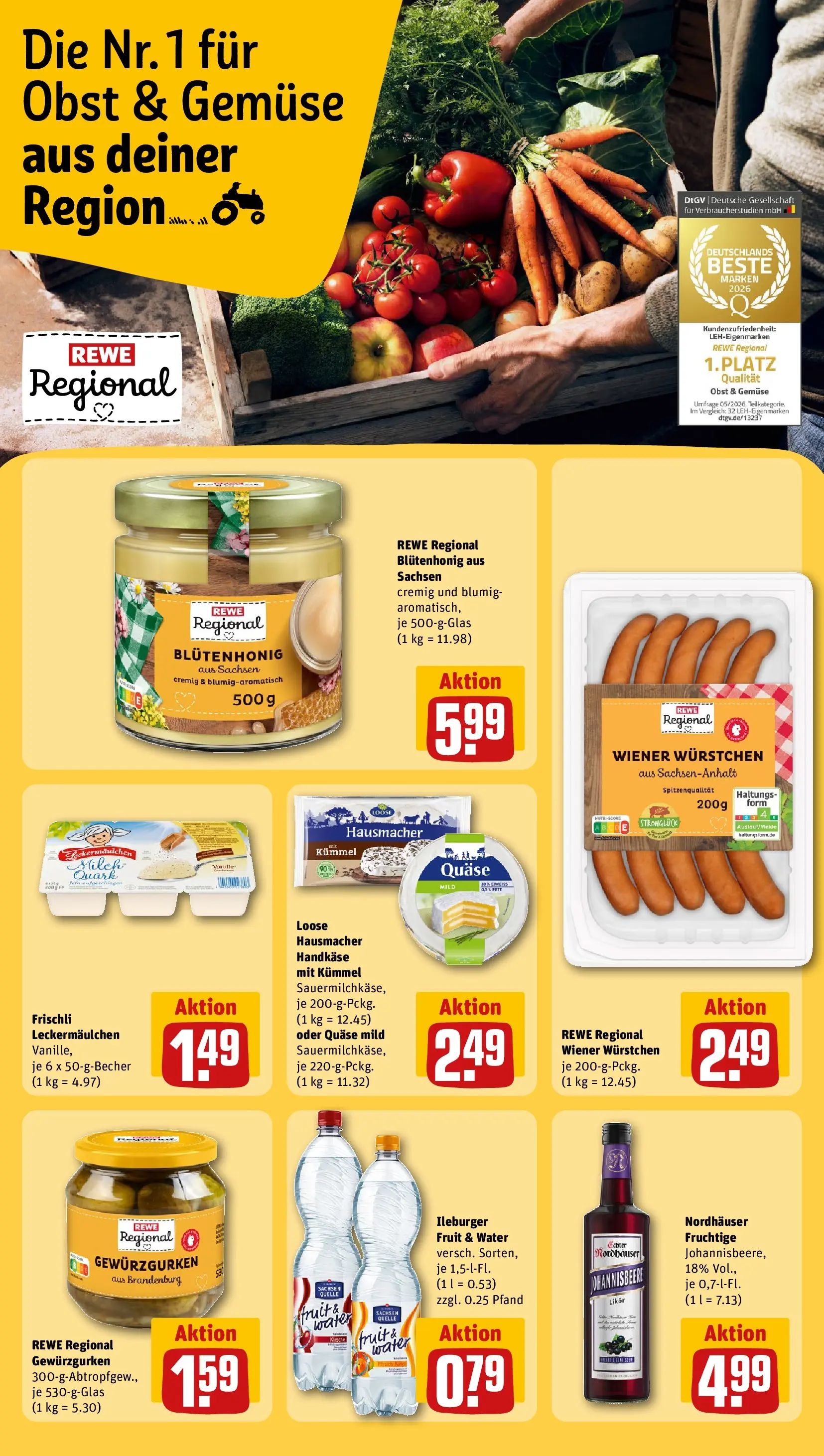 REWE Prospekt ab 14.06.2026 zum Blättern » Angebote | Seite: 28 | Produkte: Quark, Milch, Gemüse, Obst