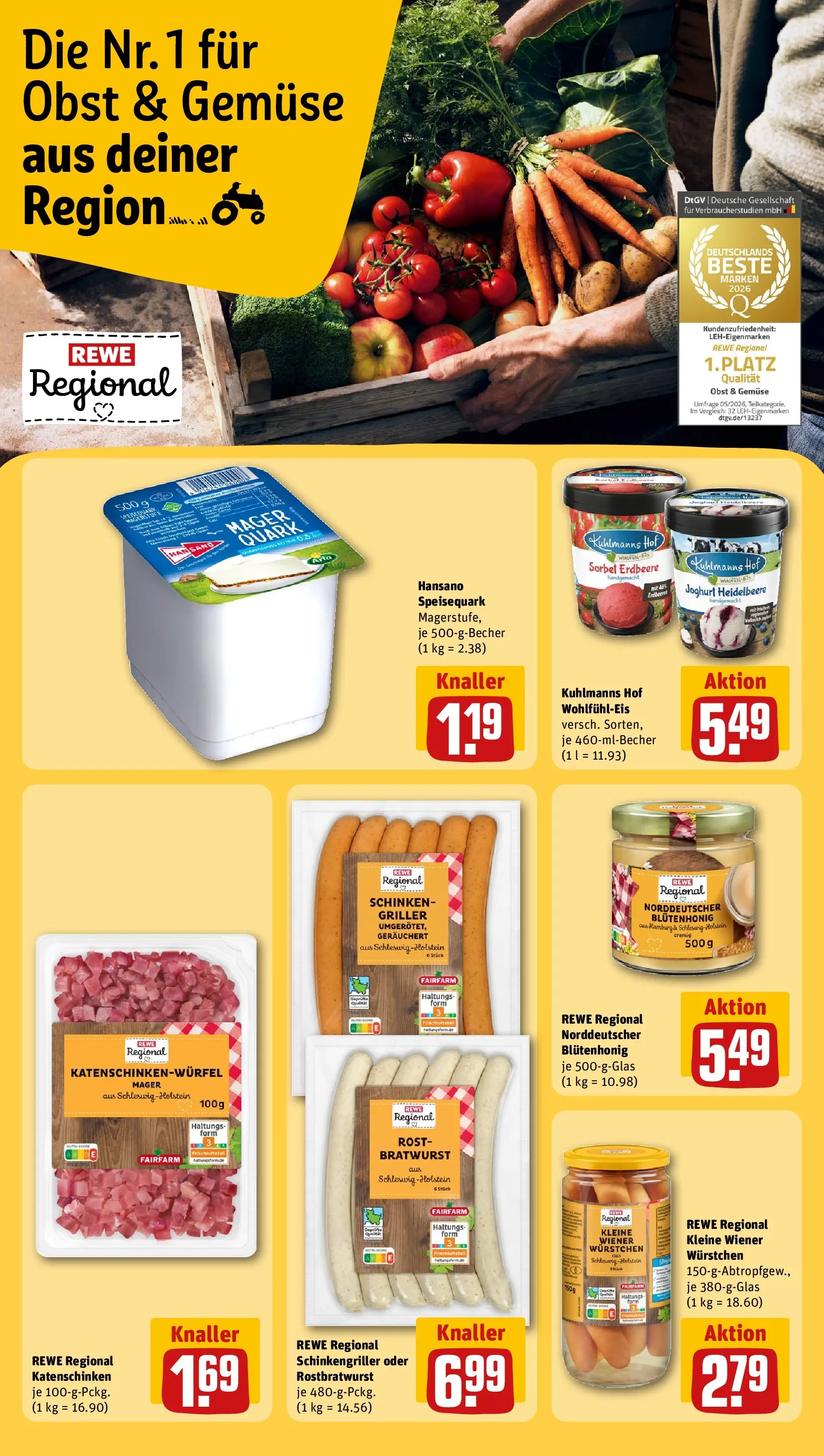 REWE Prospekt ab 14.06.2026 zum Blättern » Angebote | Seite: 28 | Produkte: Quark, Joghurt, Obst, Griller