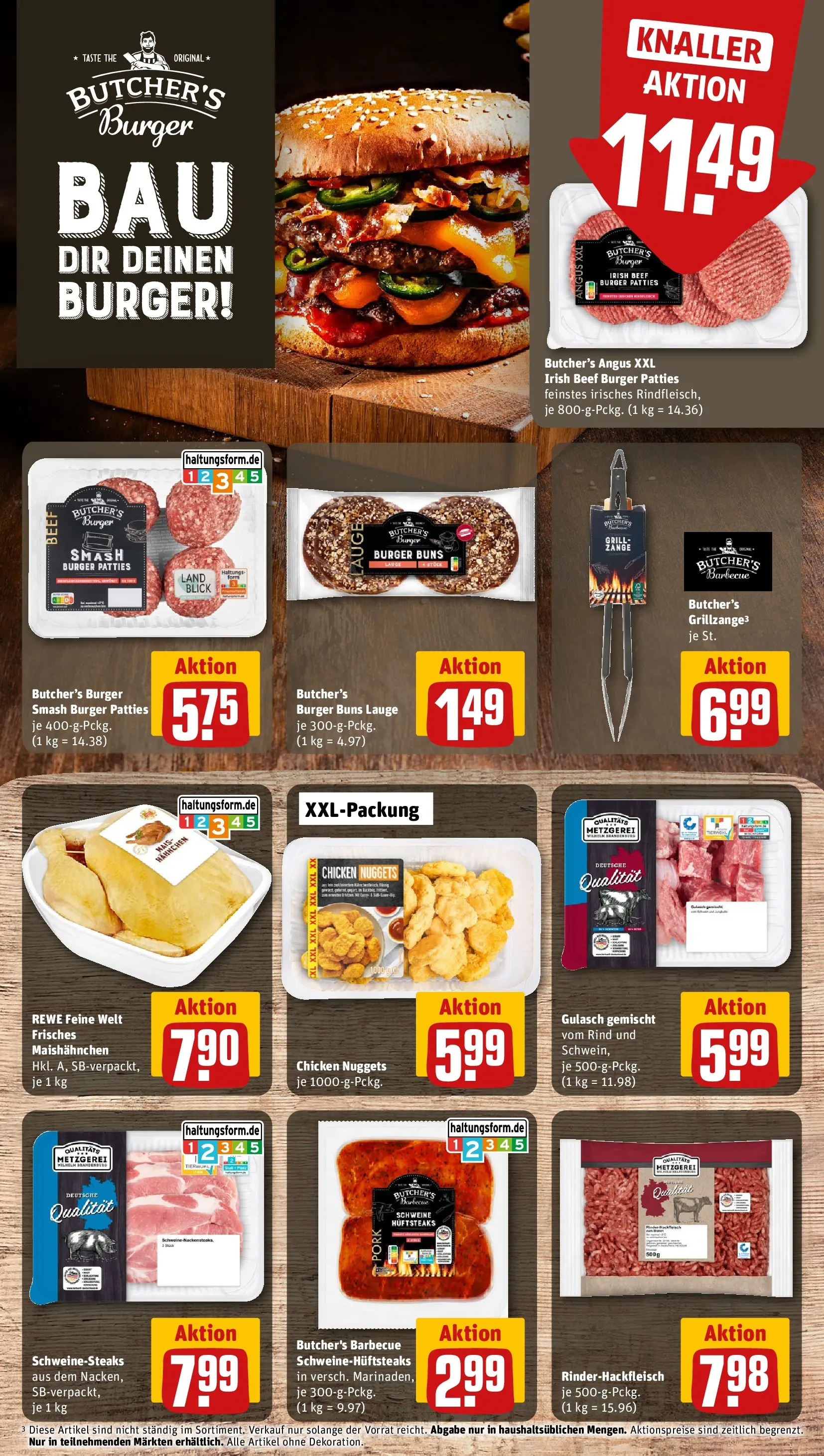 REWE Prospekt ab 14.06.2026 zum Blättern » Angebote | Seite: 13 | Produkte: Grill, Hahnchen, Burger, Gulasch