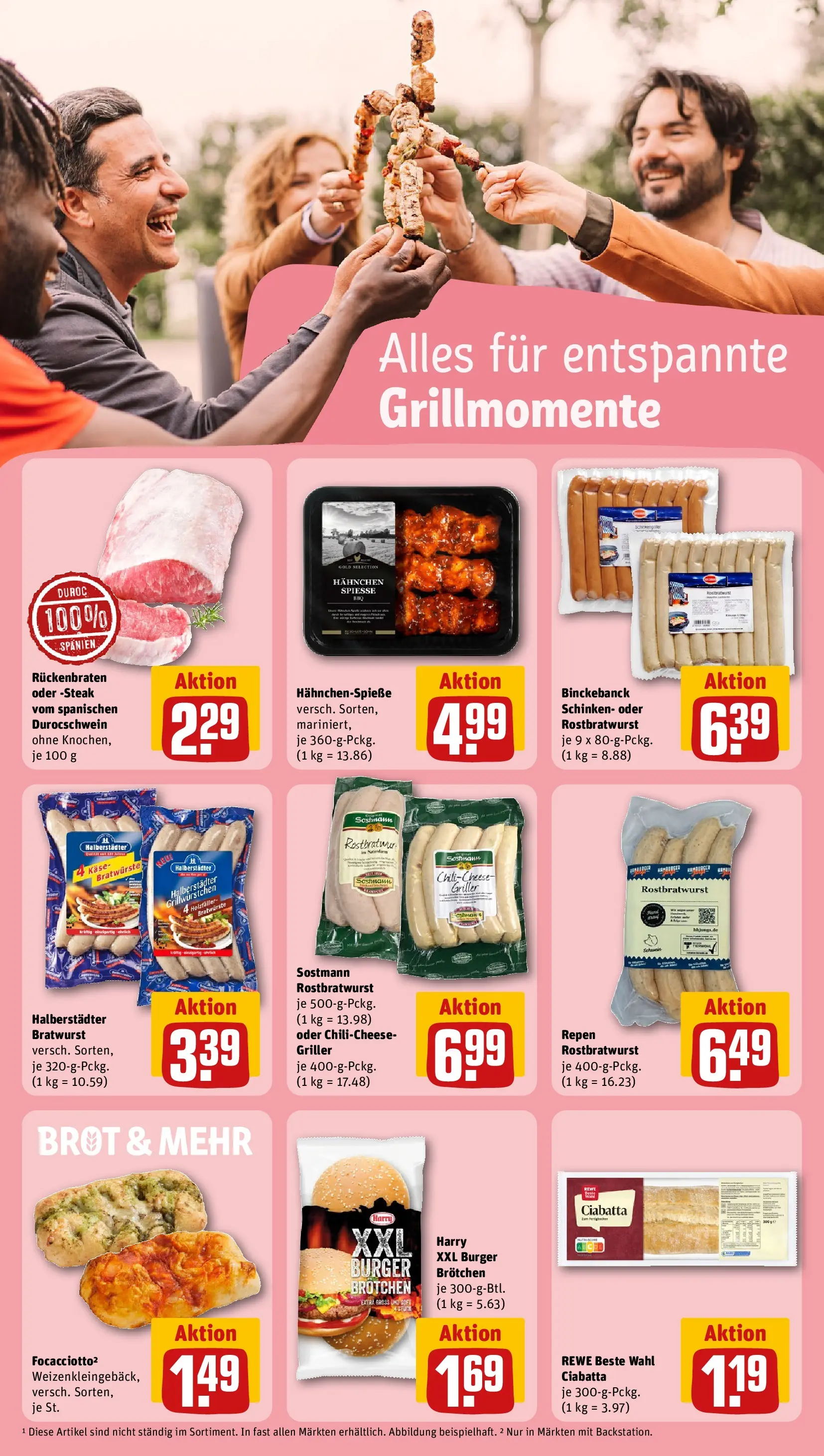 REWE Prospekt ab 14.06.2026 zum Blättern » Angebote | Seite: 23 | Produkte: Burger, Brot, Steak, Griller
