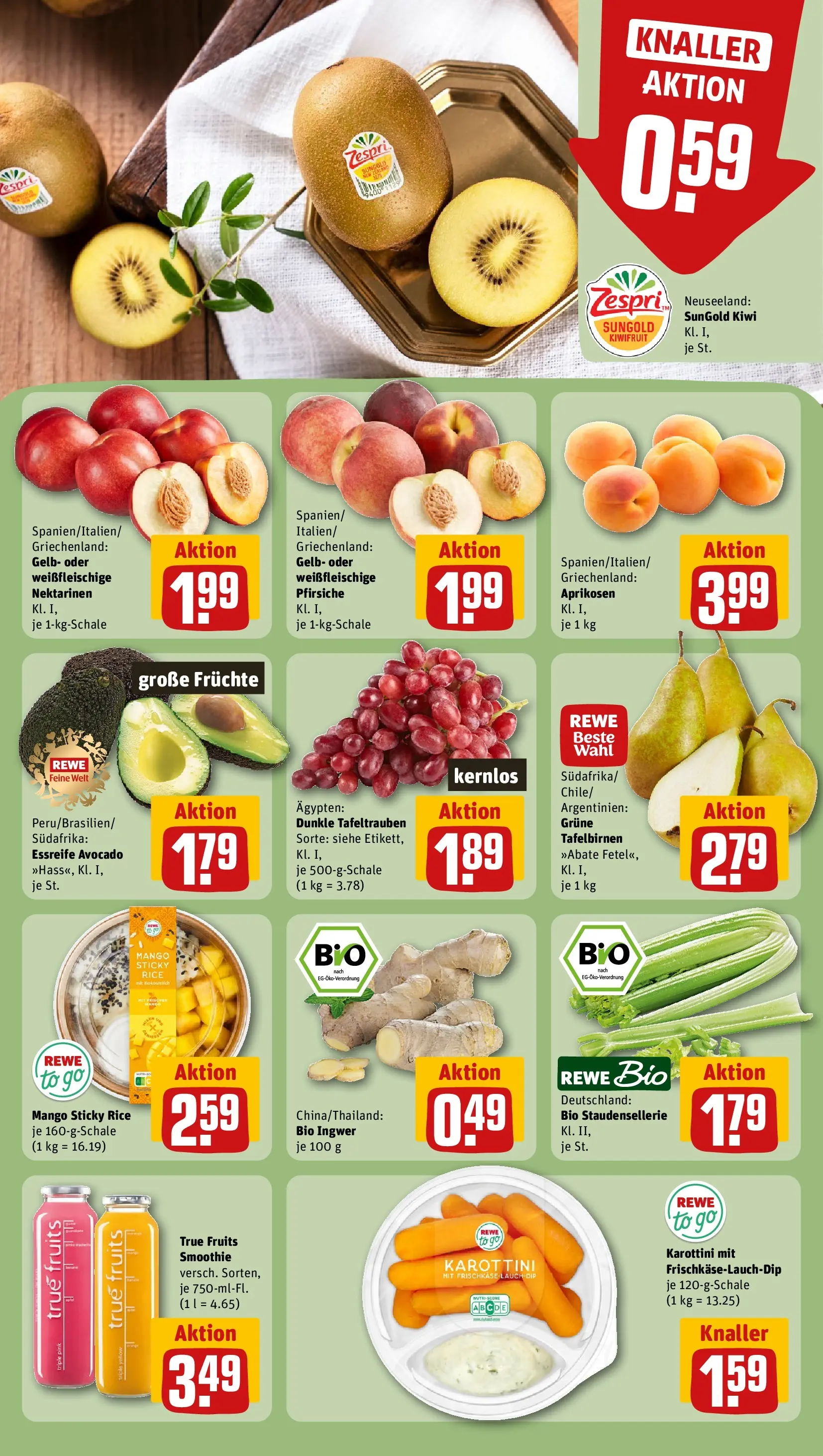 REWE Prospekt ab 14.06.2026 zum Blättern » Angebote | Seite: 10 | Produkte: Nektarinen, Avocado, Kiwi, Frischkase