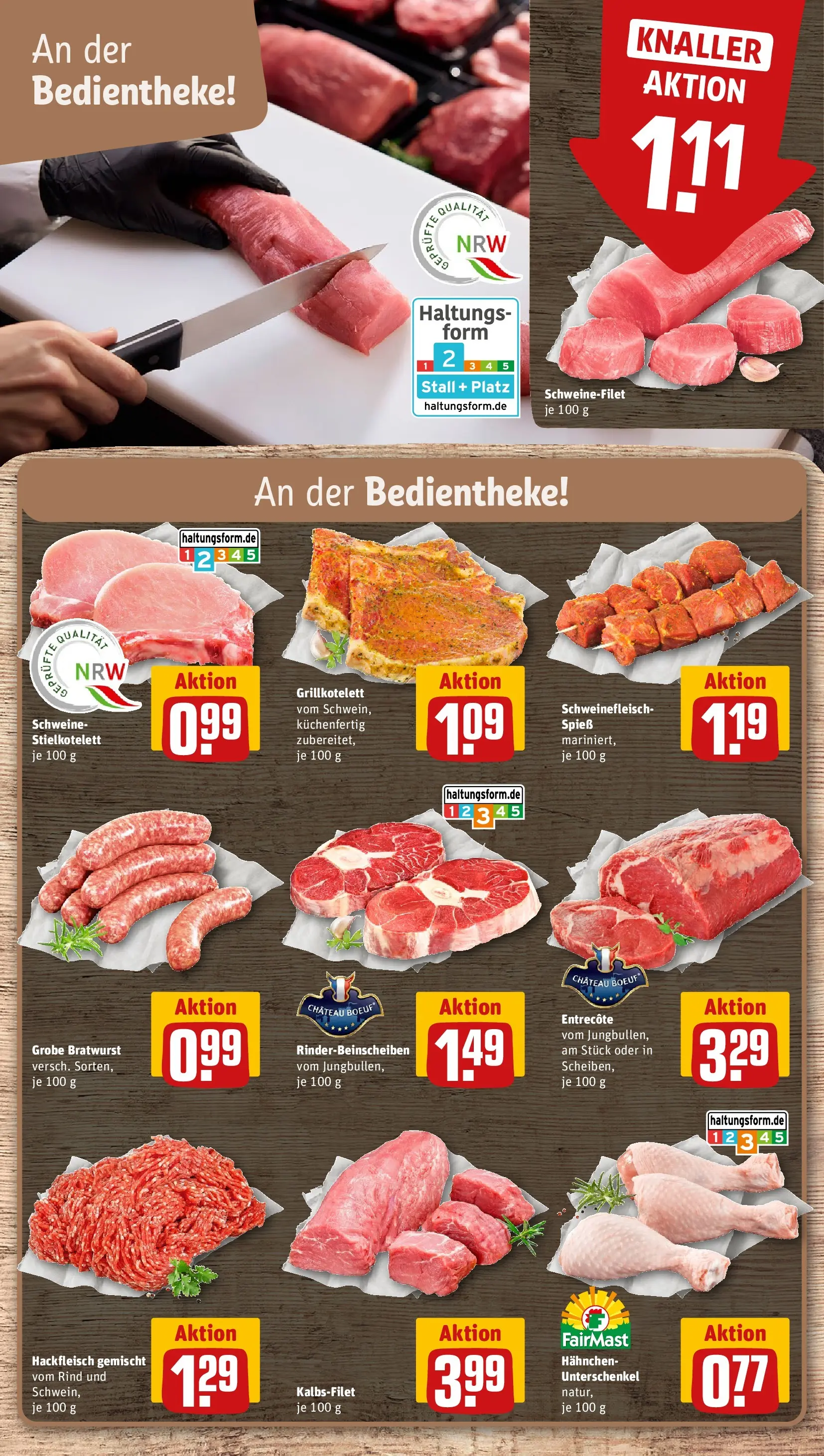 REWE Prospekt ab 14.06.2026 zum Blättern » Angebote | Seite: 12 | Produkte: Hahnchen, Bratwurst, Entrecote, Schweinefleisch